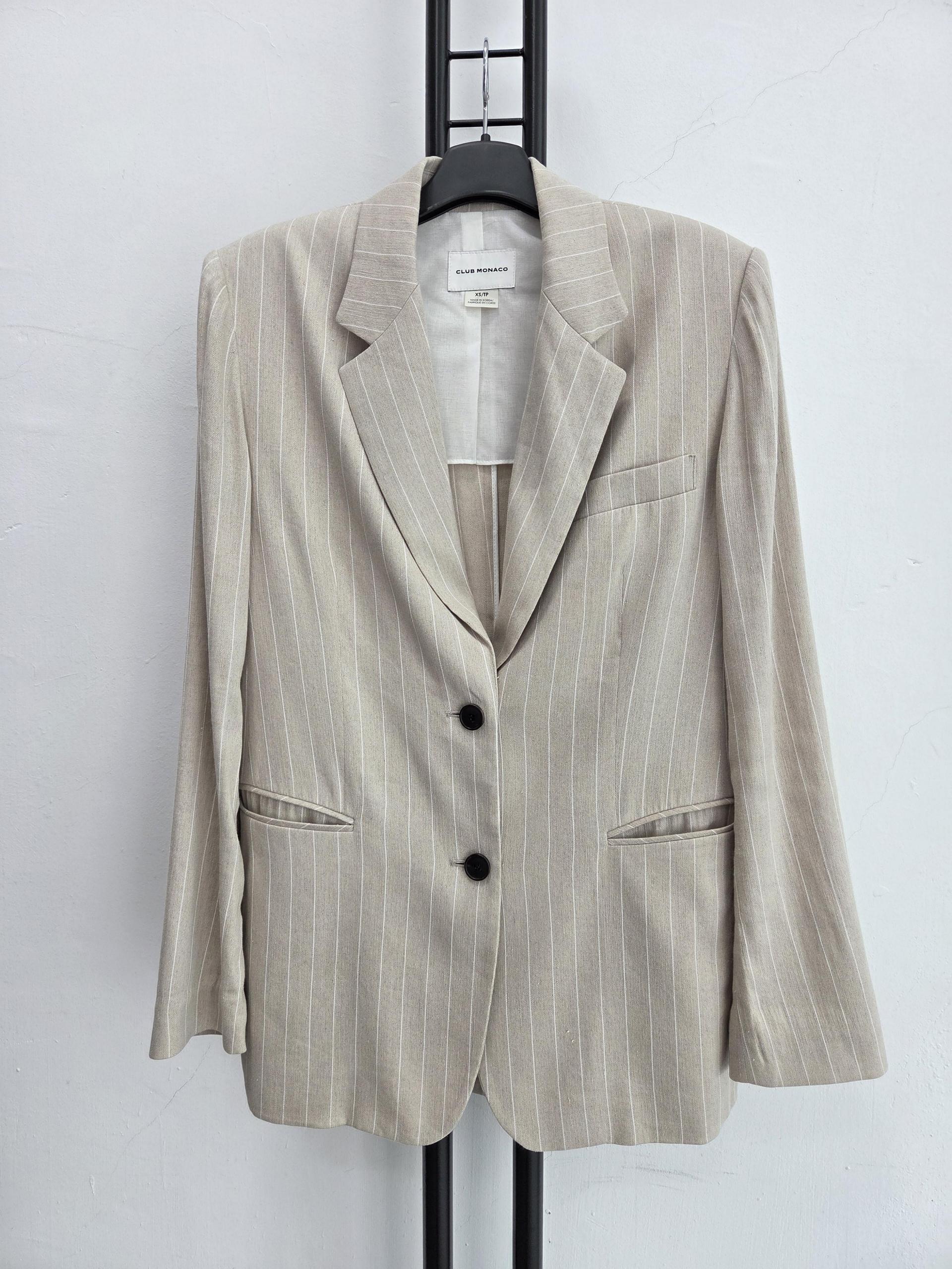 정품 클럽모나코 CLUB MONACO 스트라이프 린넨 자켓