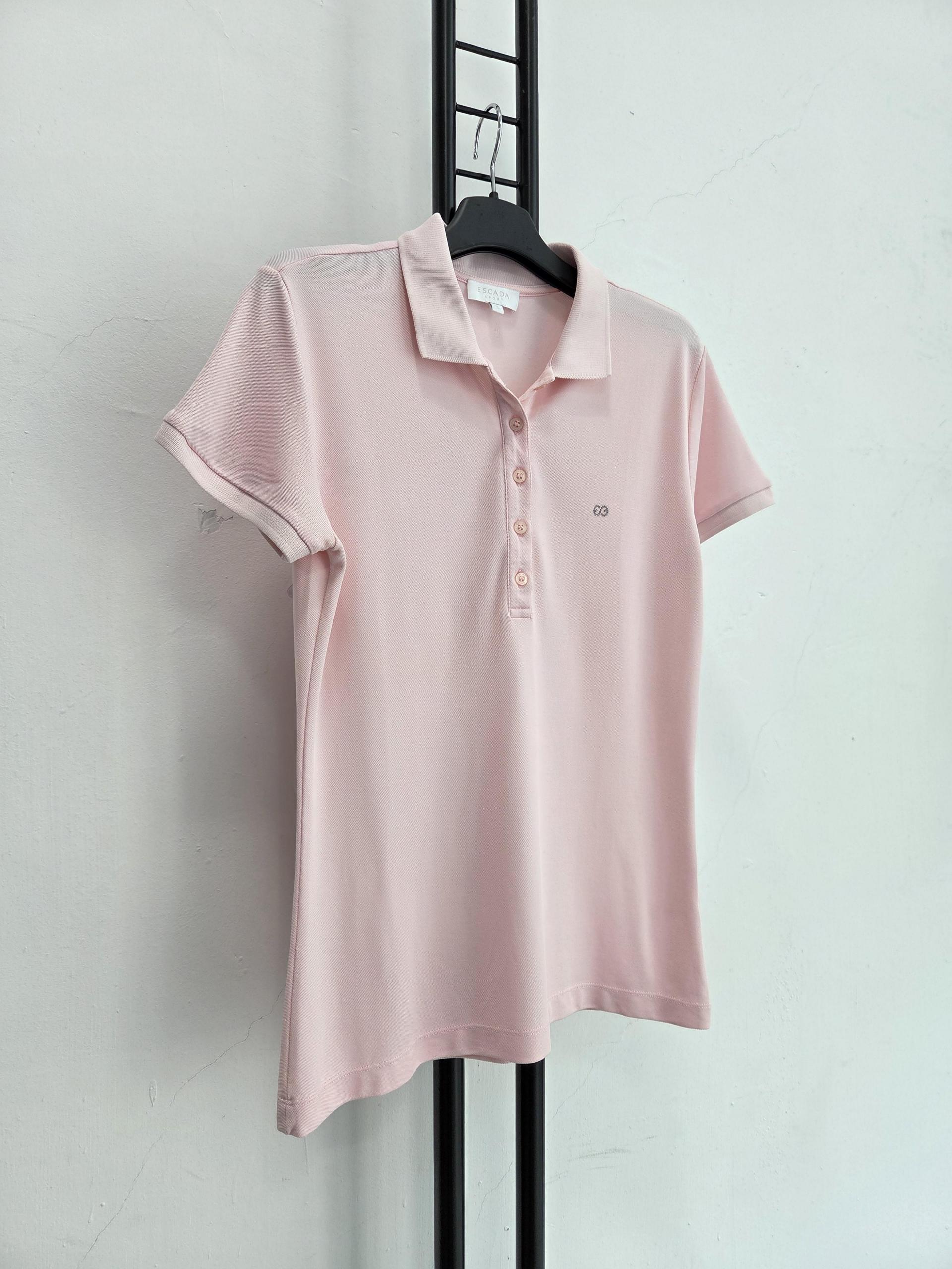 정품 에스까다 ESCADA 핑크 반팔 카라티