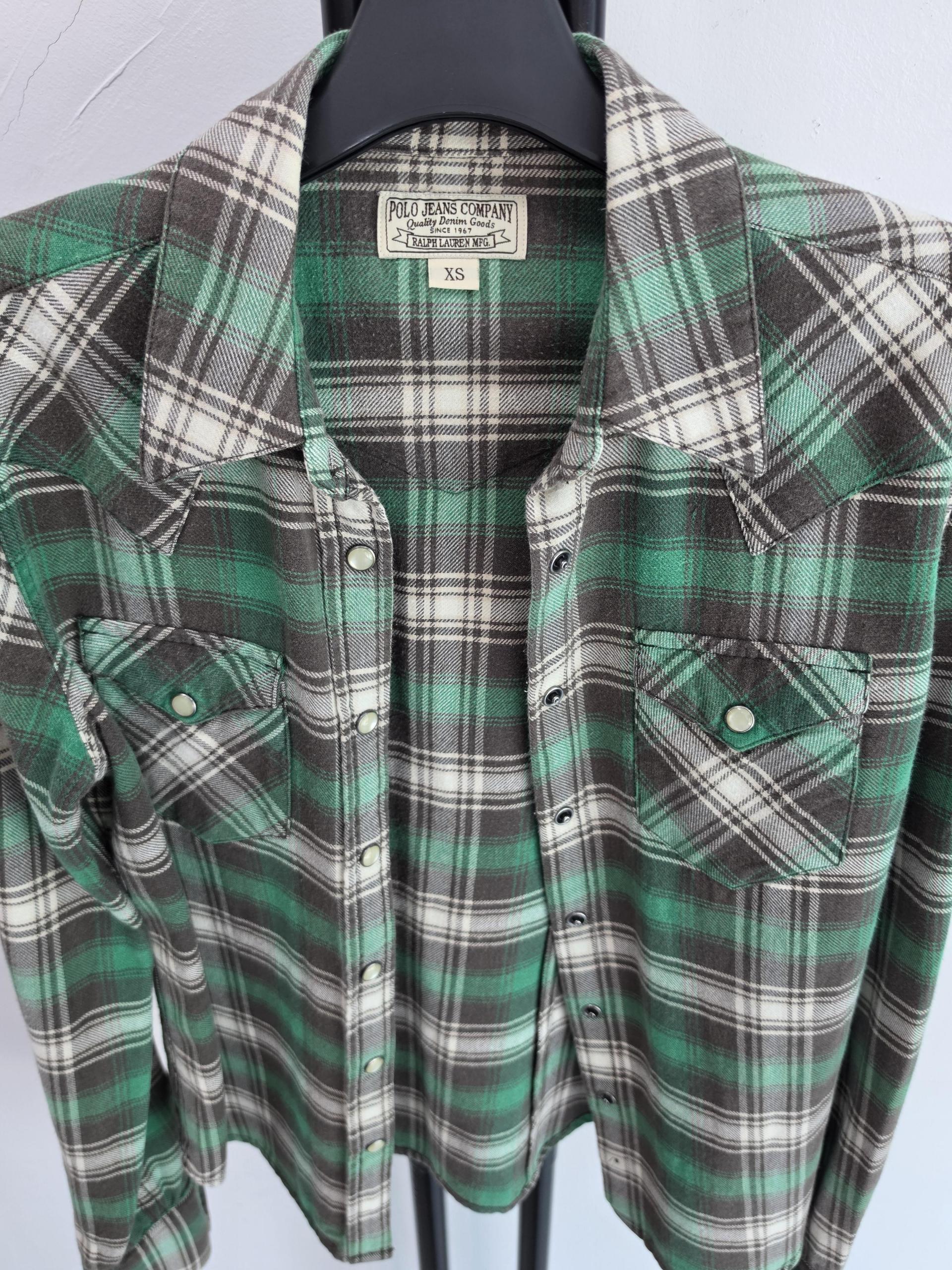 정품 폴로진스 POLO JEANSE 체크 셔츠 그린