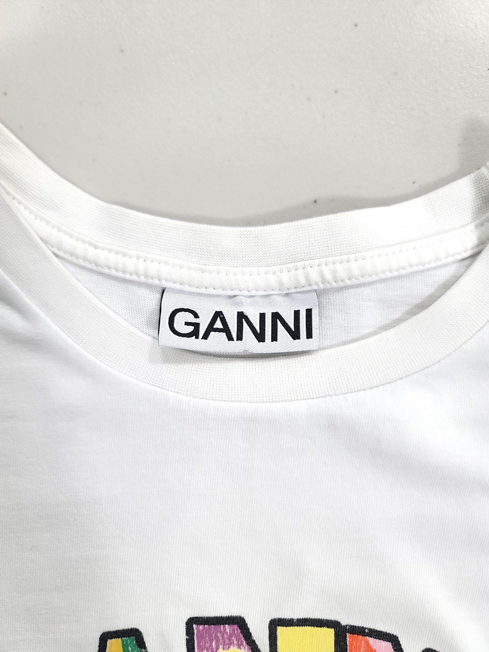 정품 가니 GANNI 스마일 프린트 반팔 티셔츠 화이트