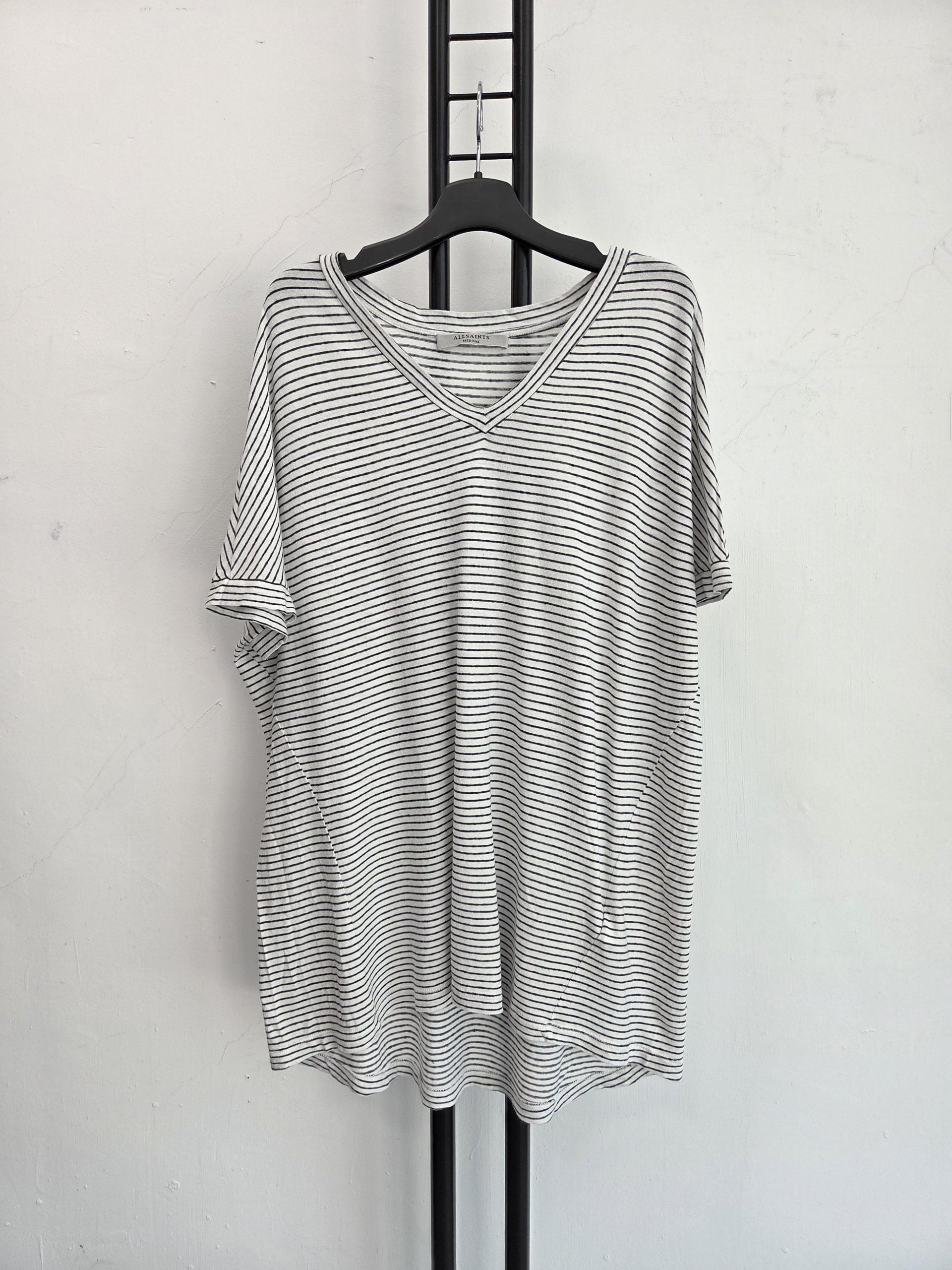정품 올세인츠 ALLSAINTS 스트라이프 브이넥 티셔츠