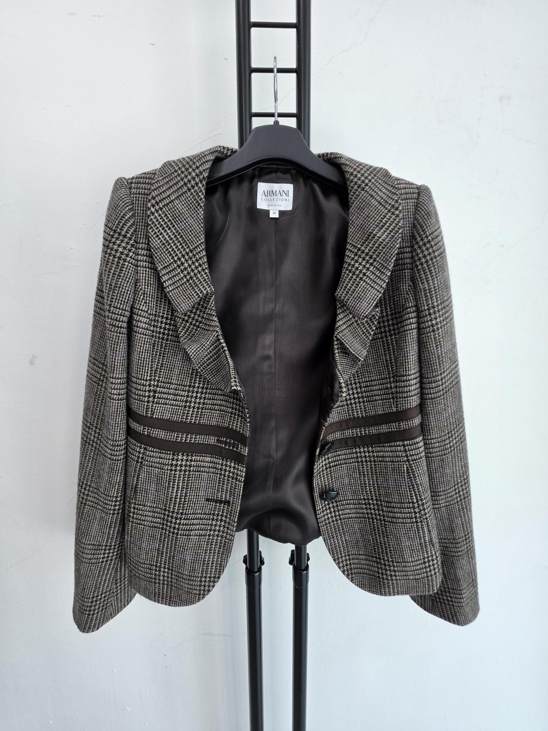 정퓸 아르마니 컬렉션 ARMANI 체크 자켓 브라운