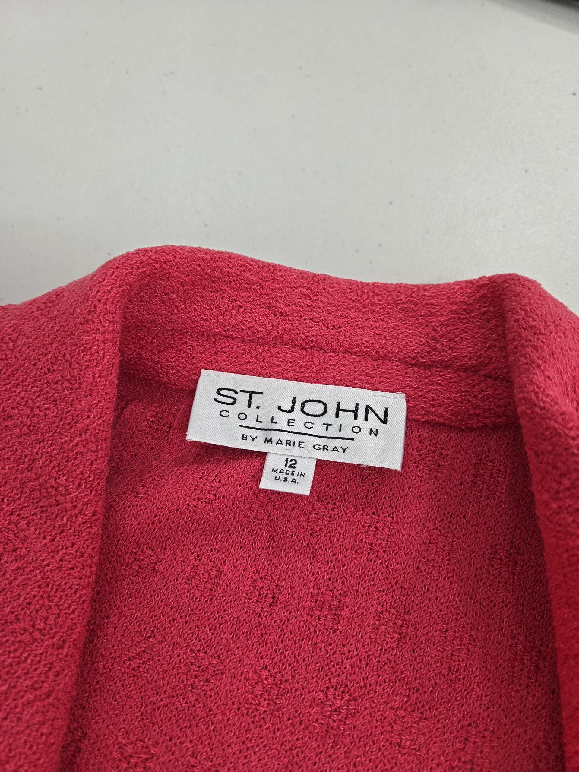 정품 세인트존 ST.JOHN 레드 트위드 집업 자켓