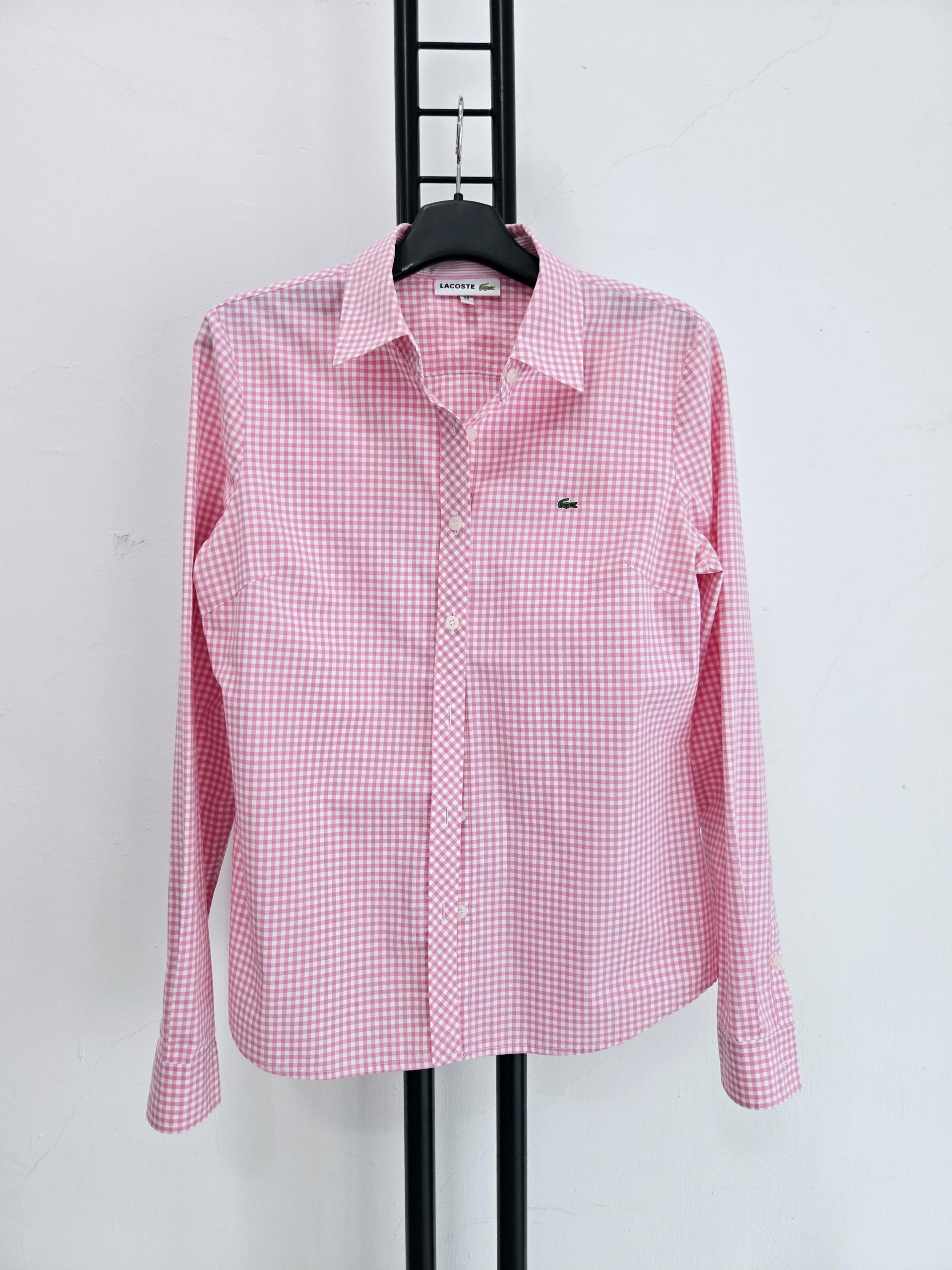 정품 라코스테 LACOSTE 핑크 체크 셔츠