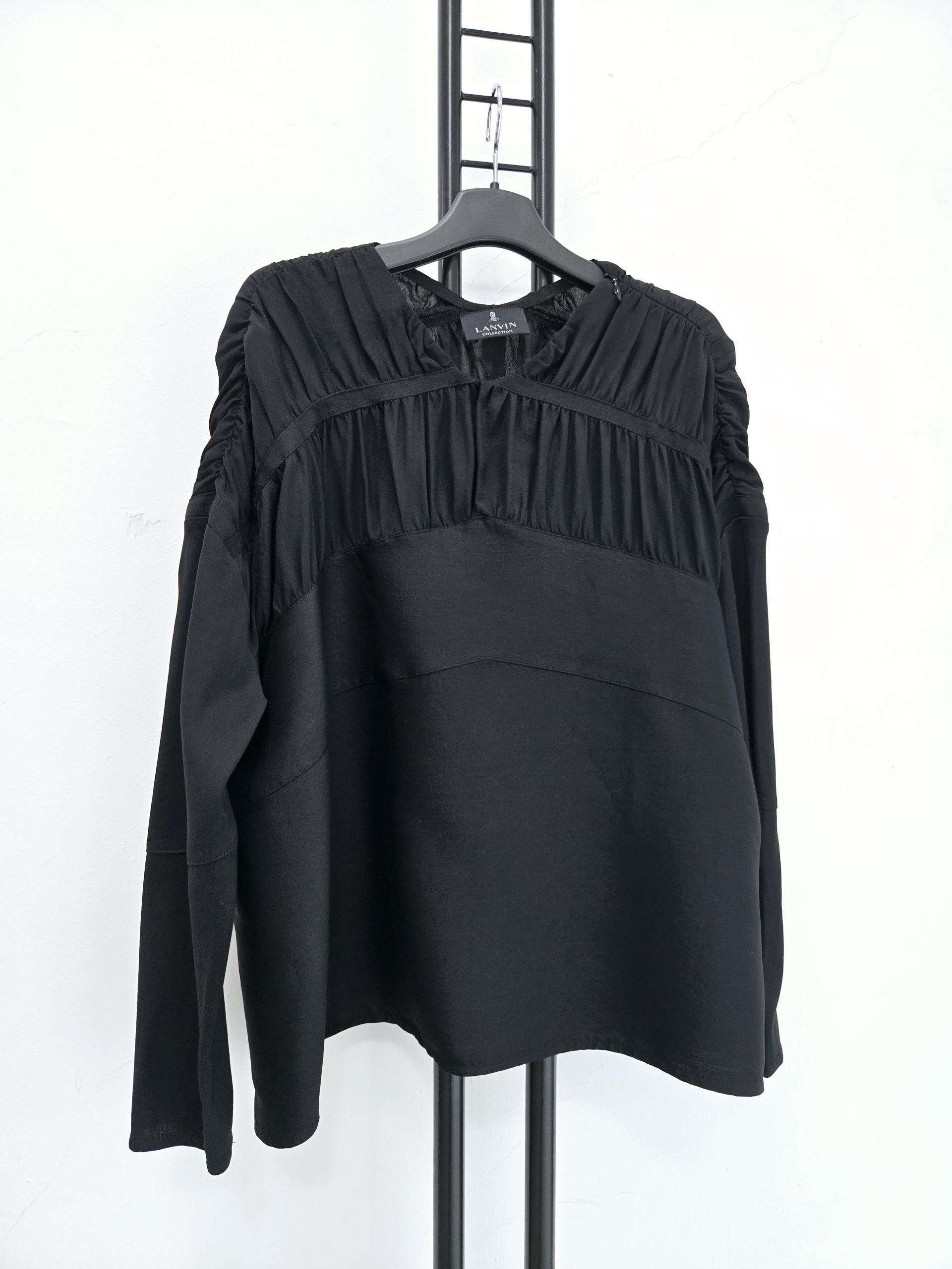 정품 랑방 LANVIN 주름 블라우스 블랙