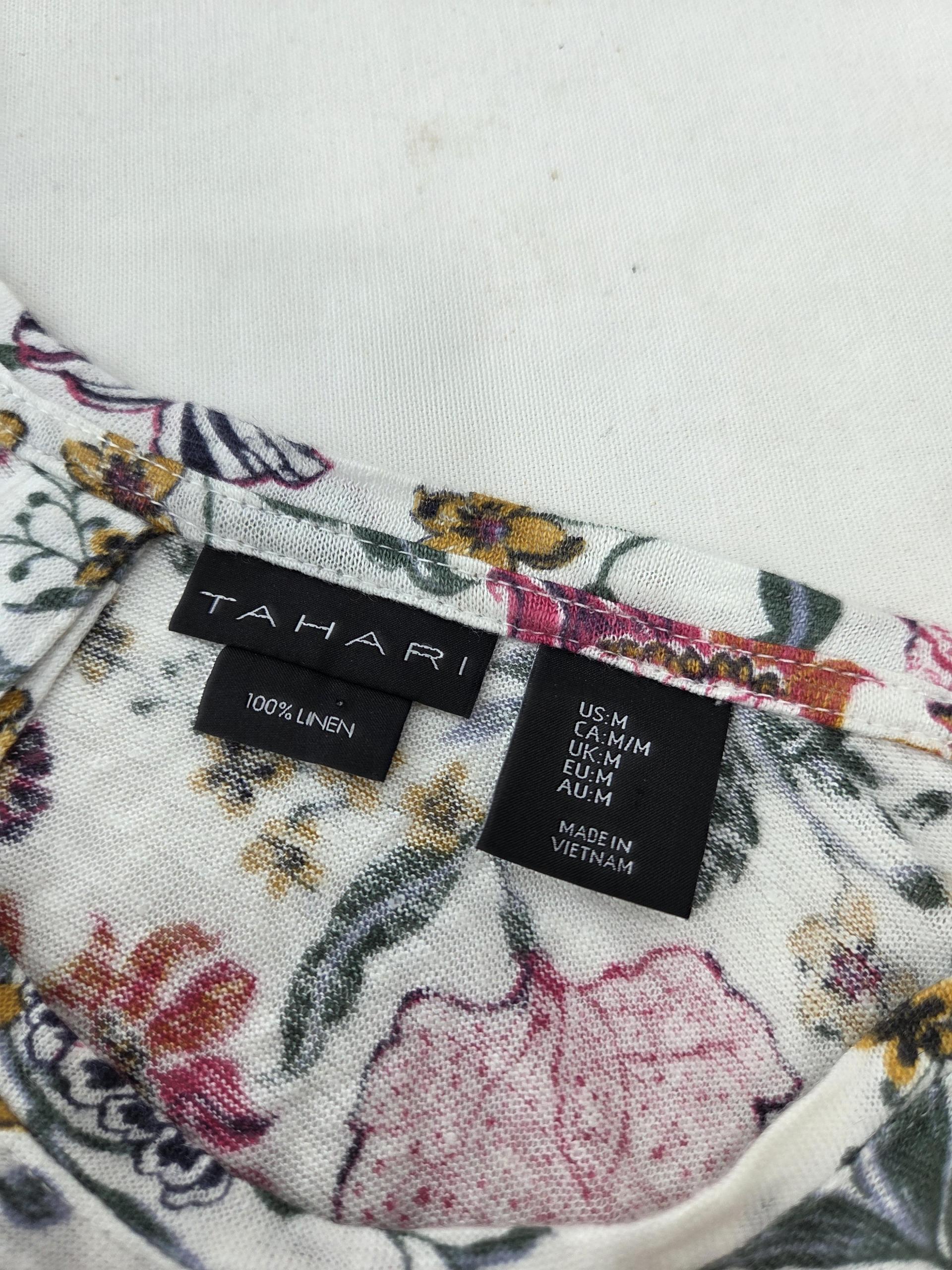 정품 타하리 TAHARI 플라워 패턴 티셔츠