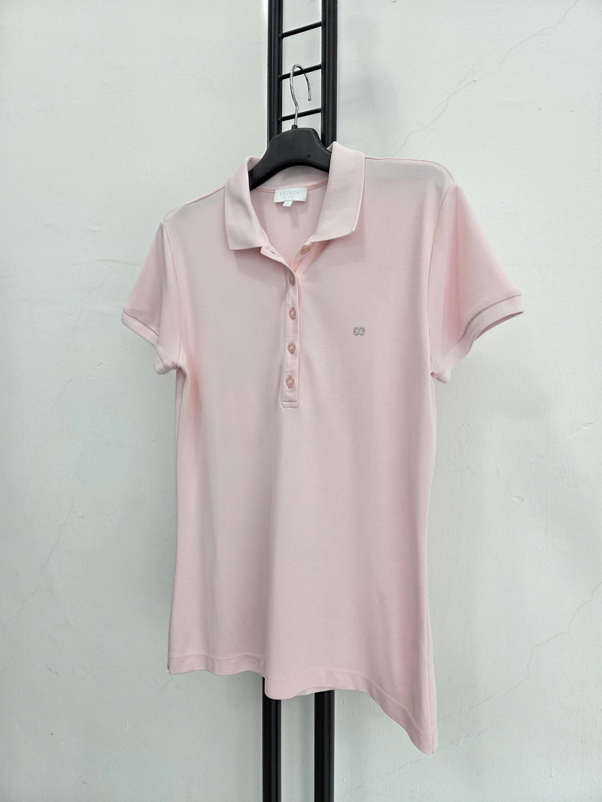 정품 에스까다 ESCADA 핑크 반팔 카라티