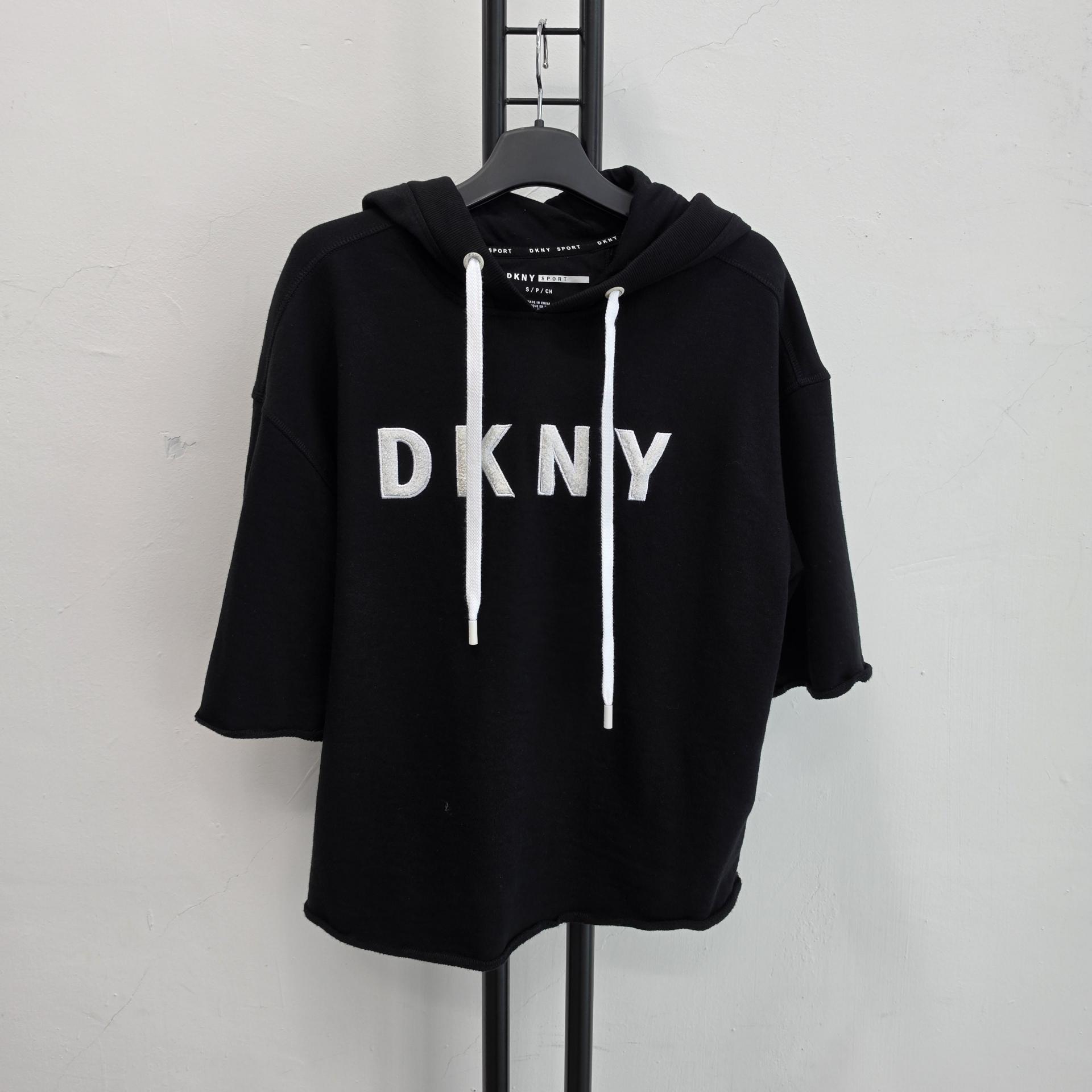 정품 DKNY 스포츠 반팔 후드티 블랙