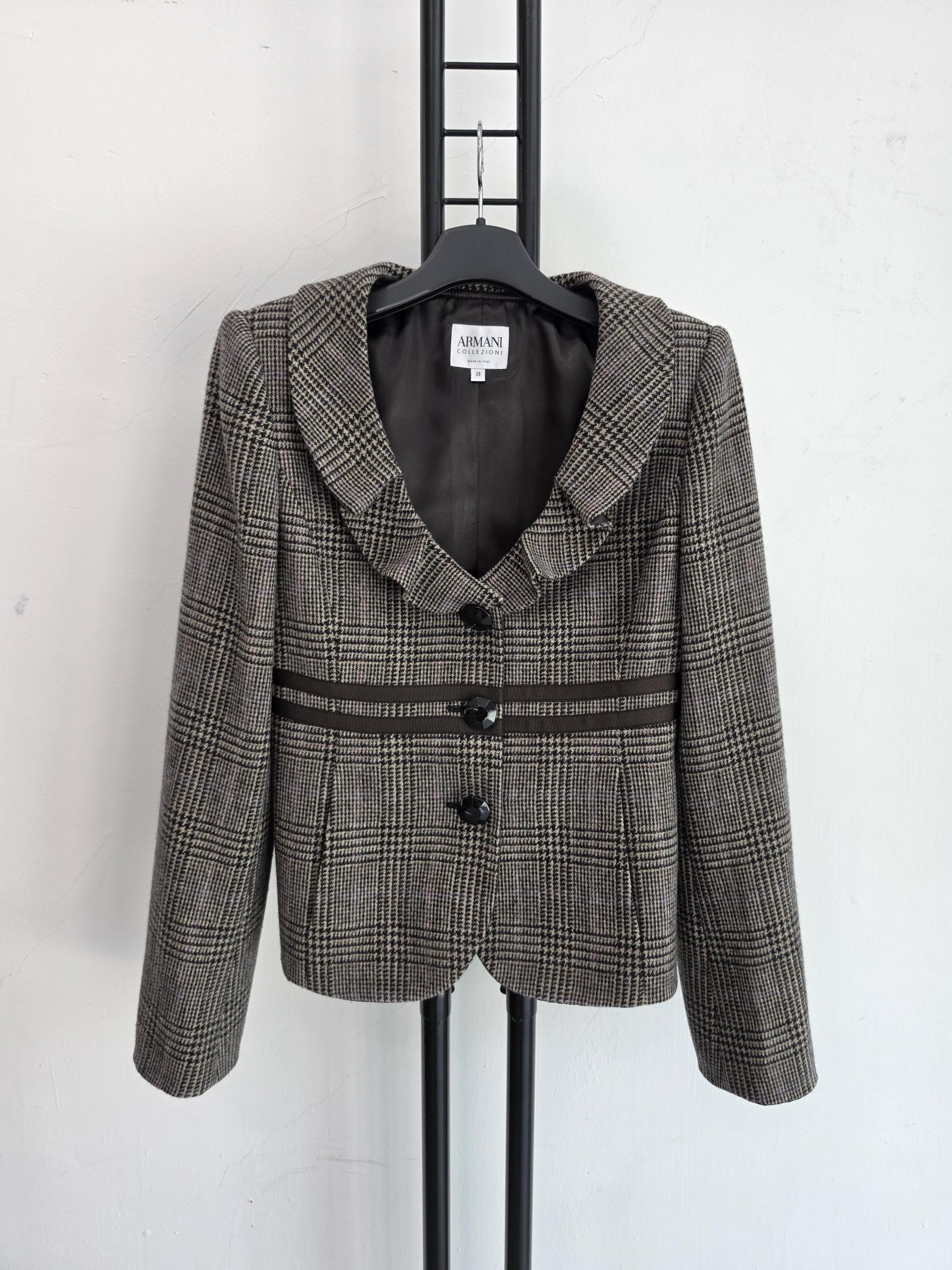 정퓸 아르마니 컬렉션 ARMANI 체크 자켓 브라운