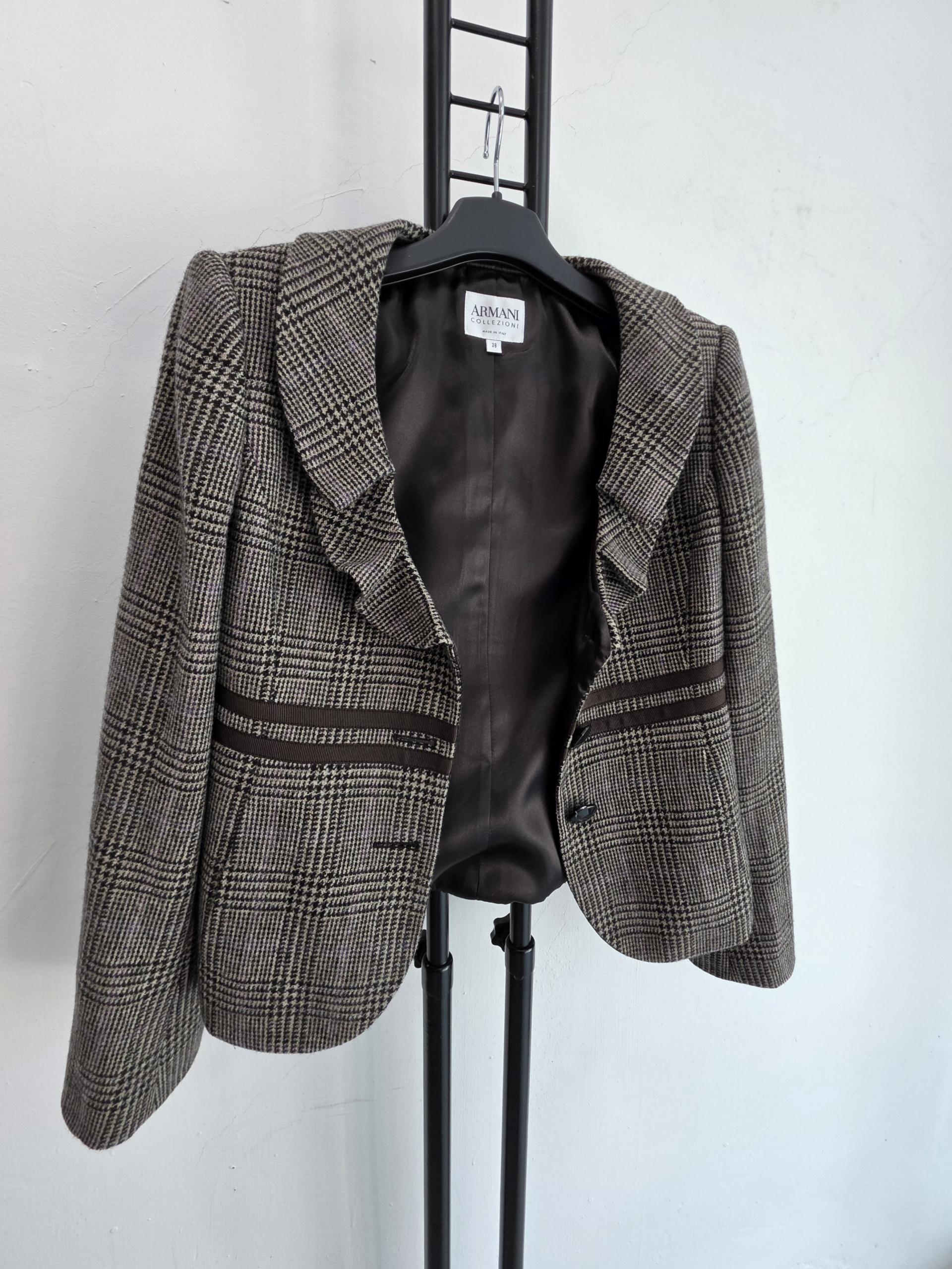 정퓸 아르마니 컬렉션 ARMANI 체크 자켓 브라운