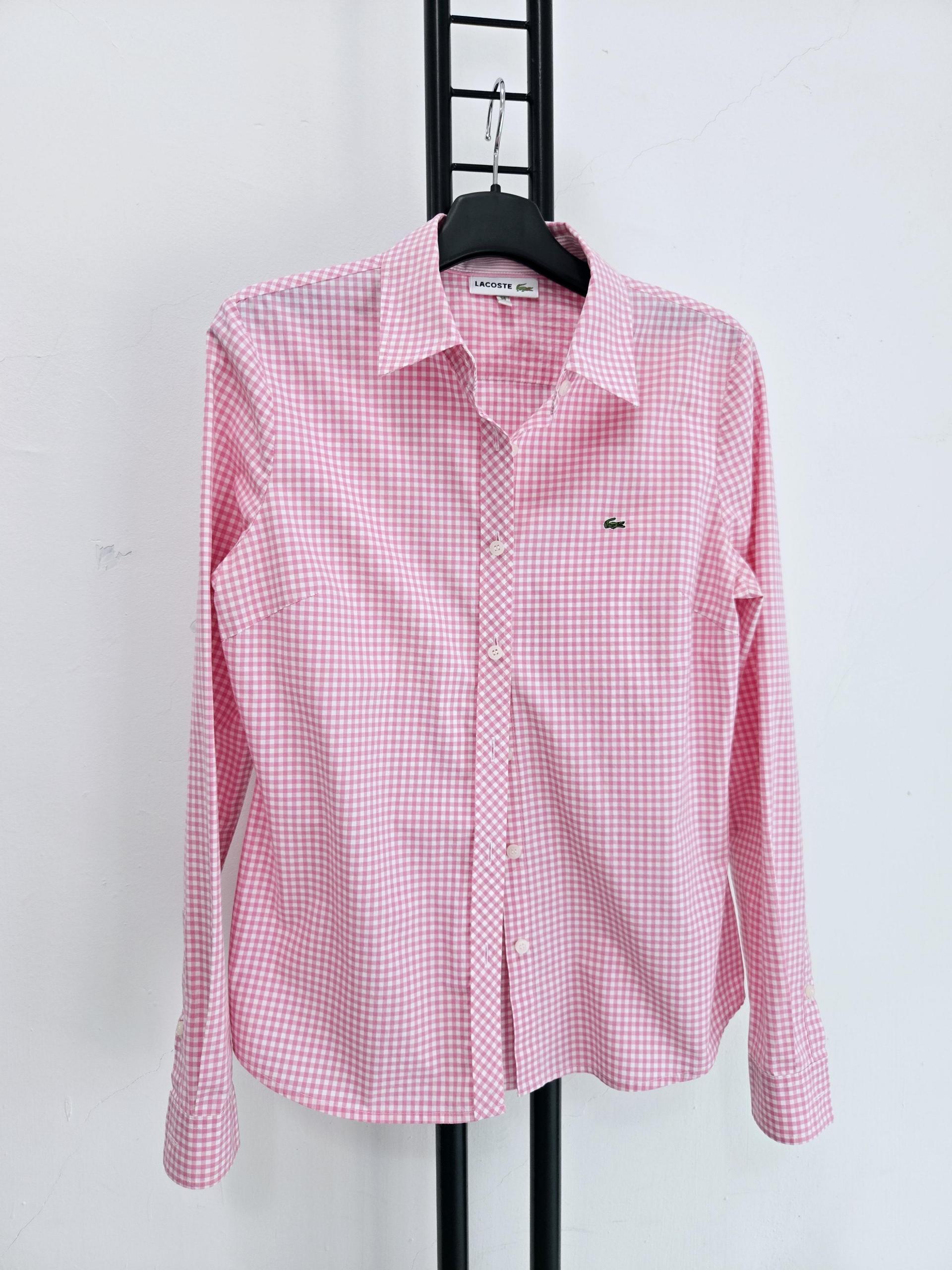 정품 라코스테 LACOSTE 핑크 체크 셔츠