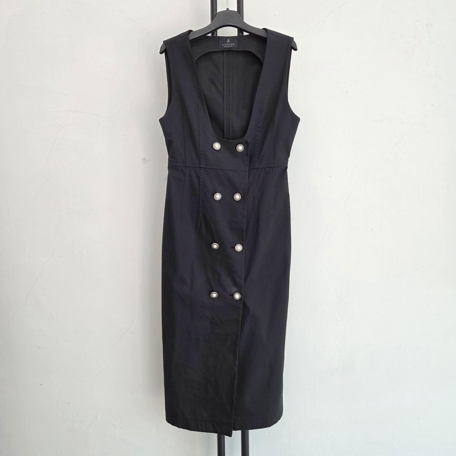 정품 랑방 LANVIN COLLECTION 블랙 버튼 원피스