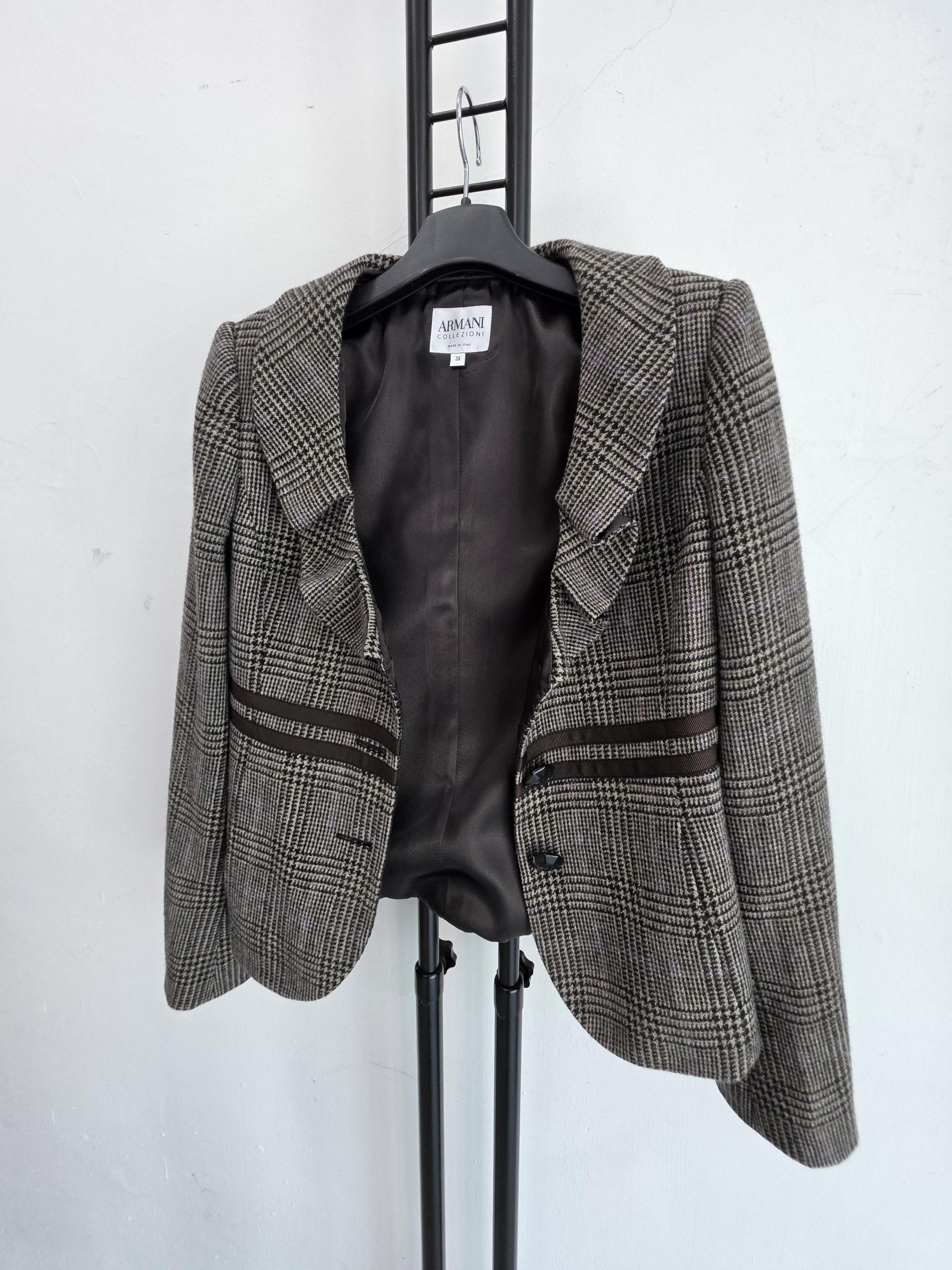 정퓸 아르마니 컬렉션 ARMANI 체크 자켓 브라운