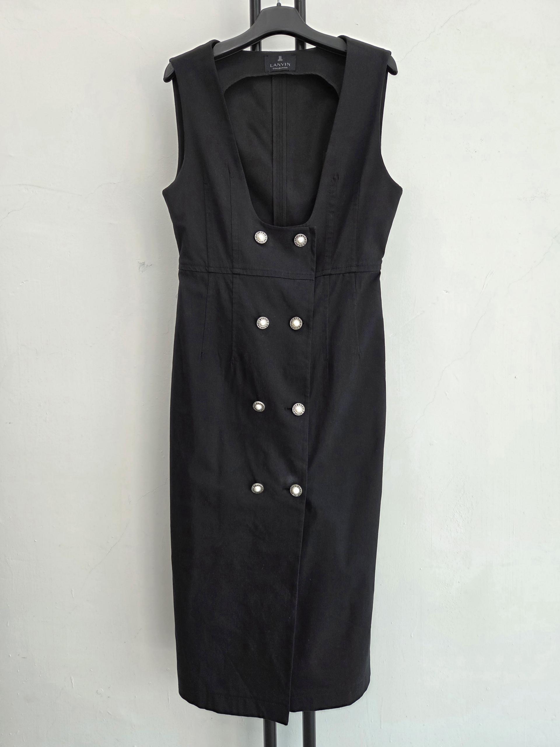 정품 랑방 LANVIN COLLECTION 블랙 버튼 원피스