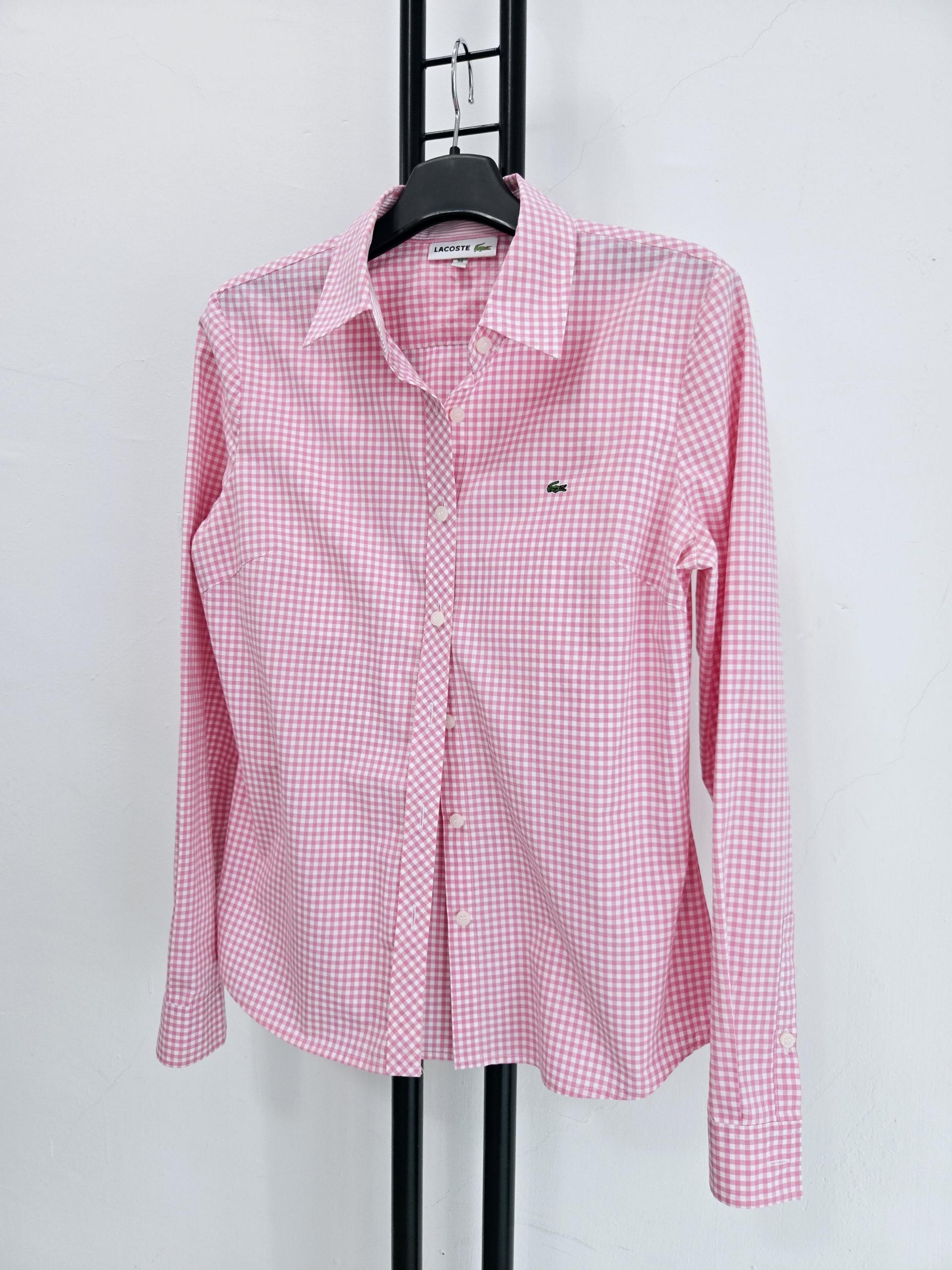 정품 라코스테 LACOSTE 핑크 체크 셔츠