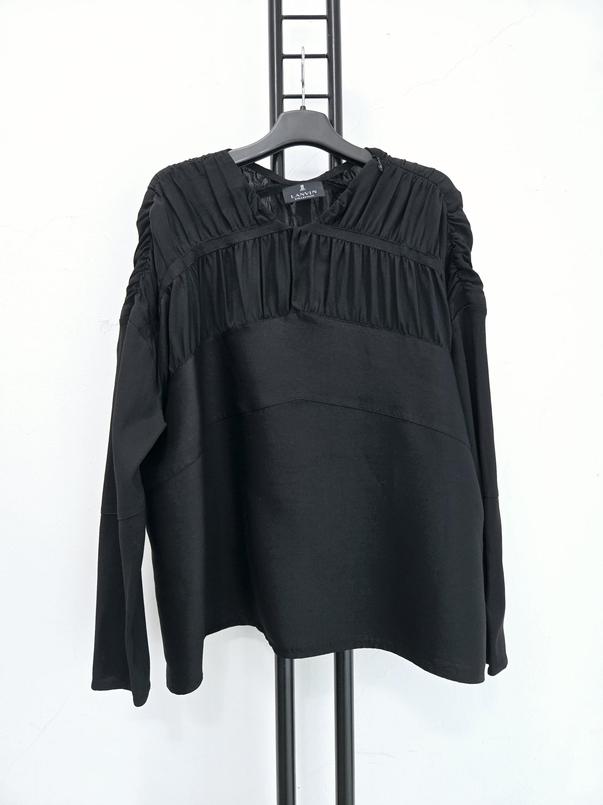 정품 랑방 LANVIN 주름 블라우스 블랙