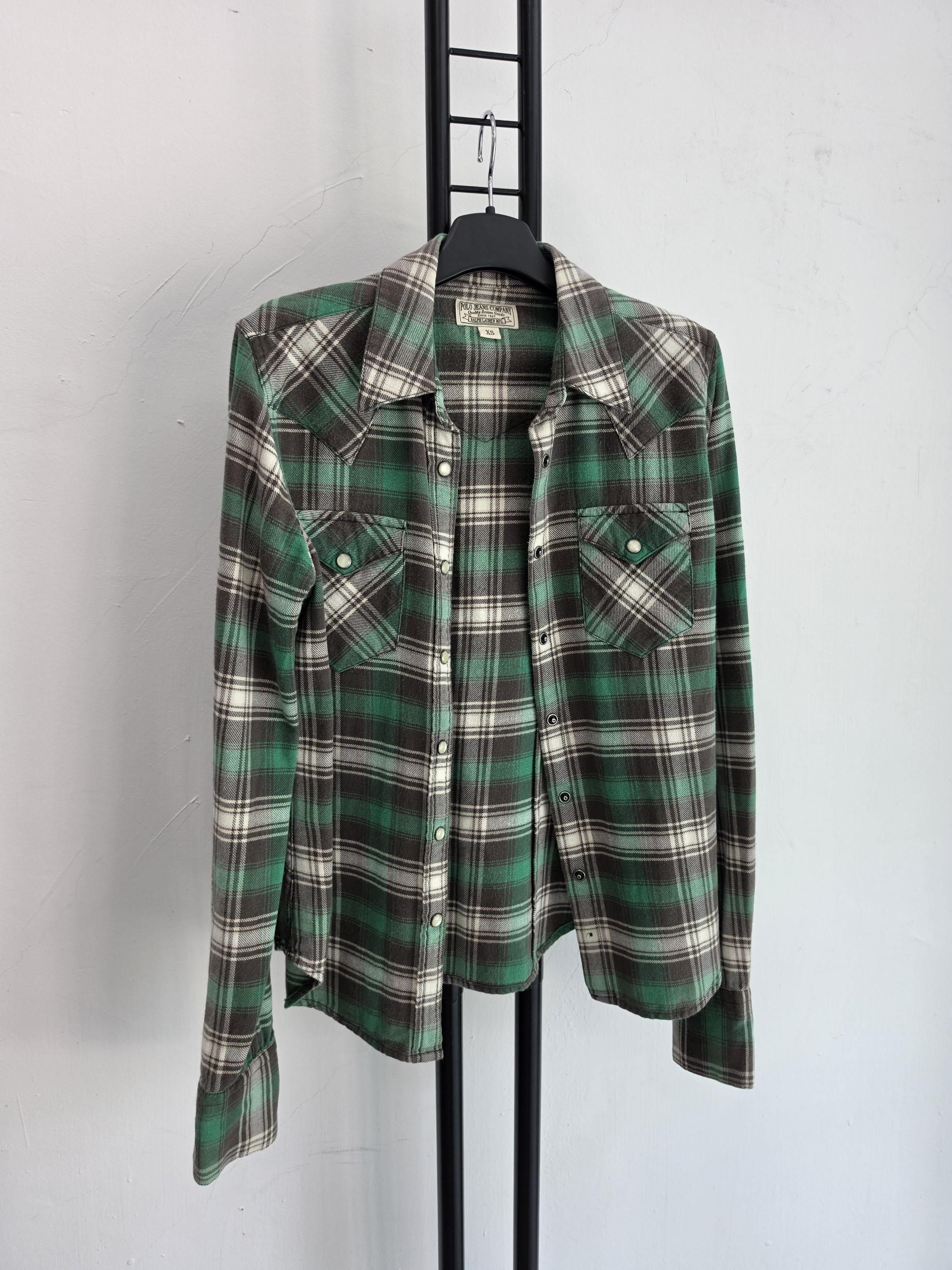 정품 폴로진스 POLO JEANSE 체크 셔츠 그린