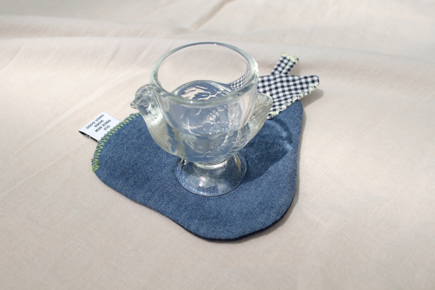 denim/ navy pear coaster