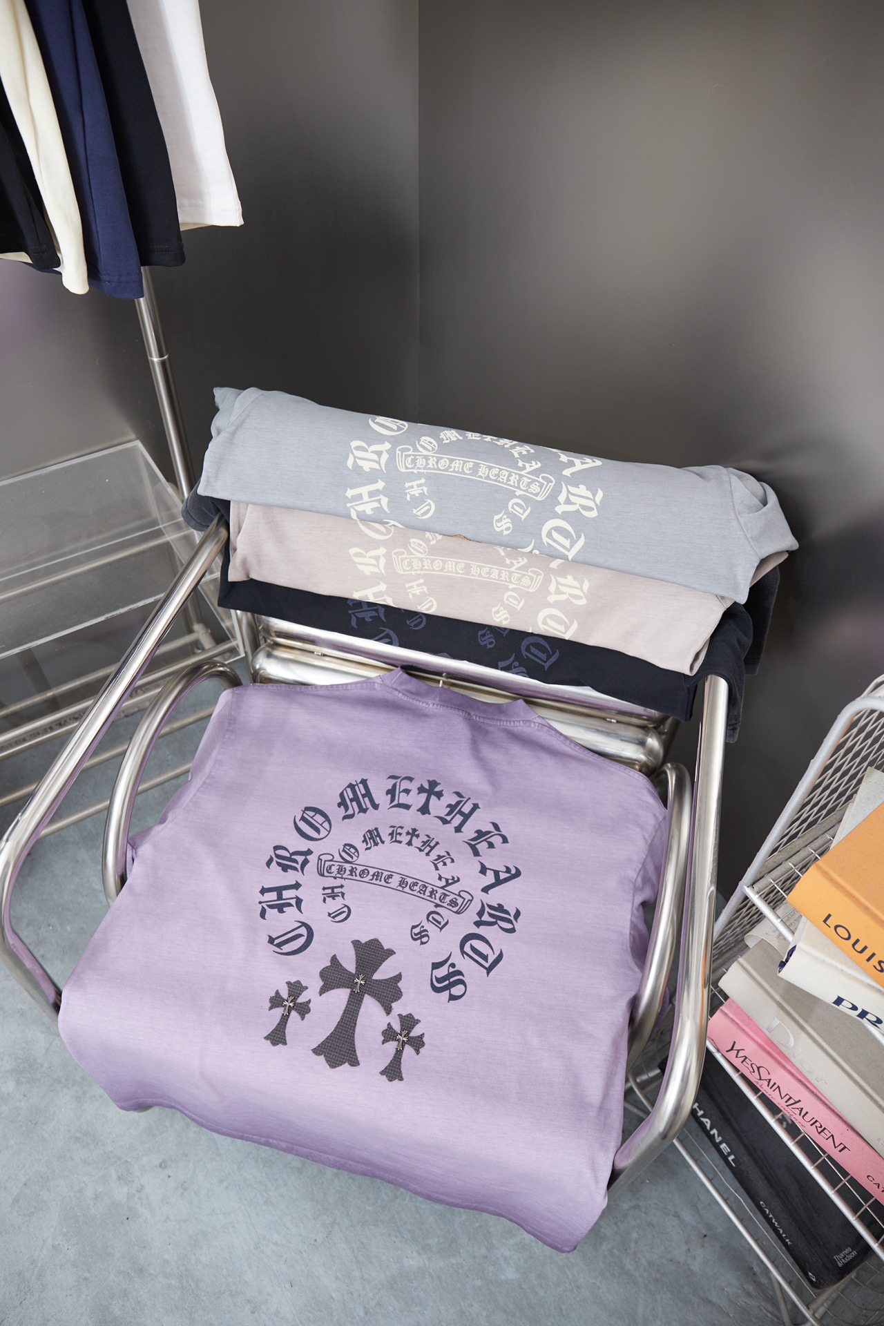 크롬하츠(Chrome Hearts) 데님 크로스 반팔 티셔츠 상의 의류
