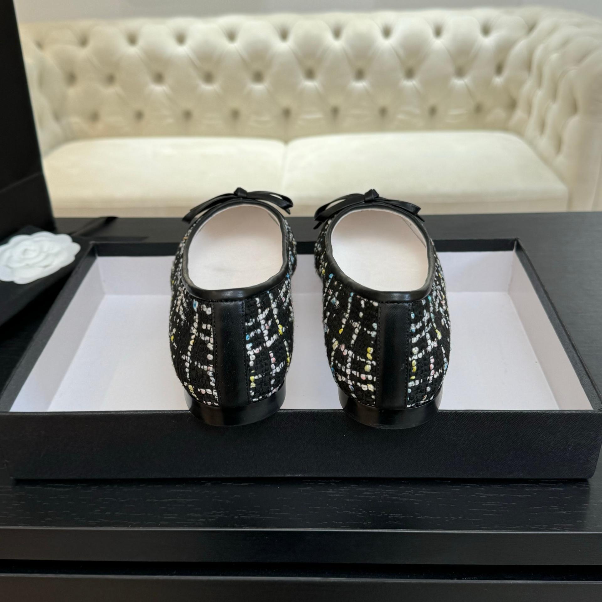 샤넬(CHANEL) 트위드 리본 플랫슈즈 신발 복제