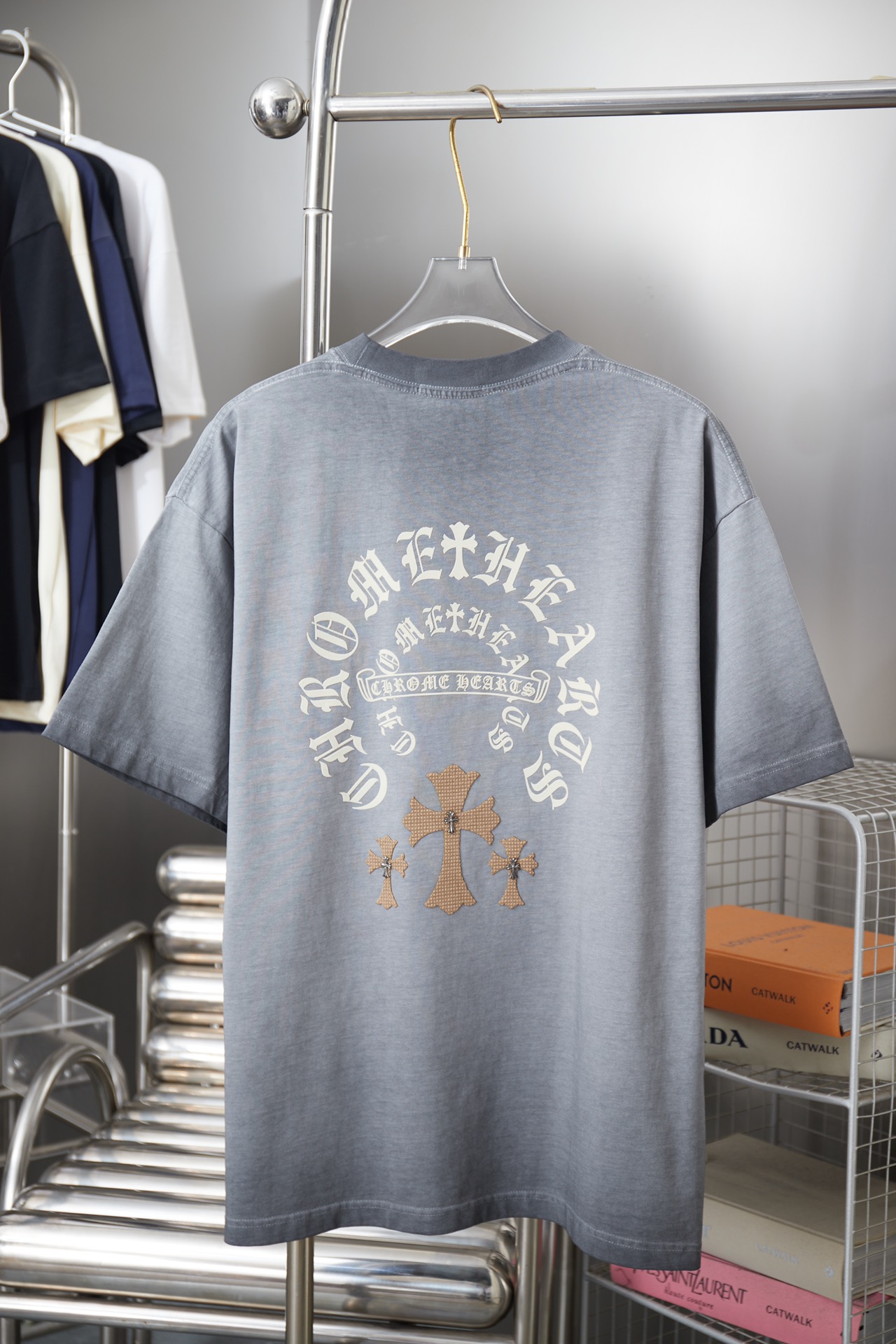 크롬하츠(Chrome Hearts) 데님 크로스 반팔 티셔츠 상의 의류
