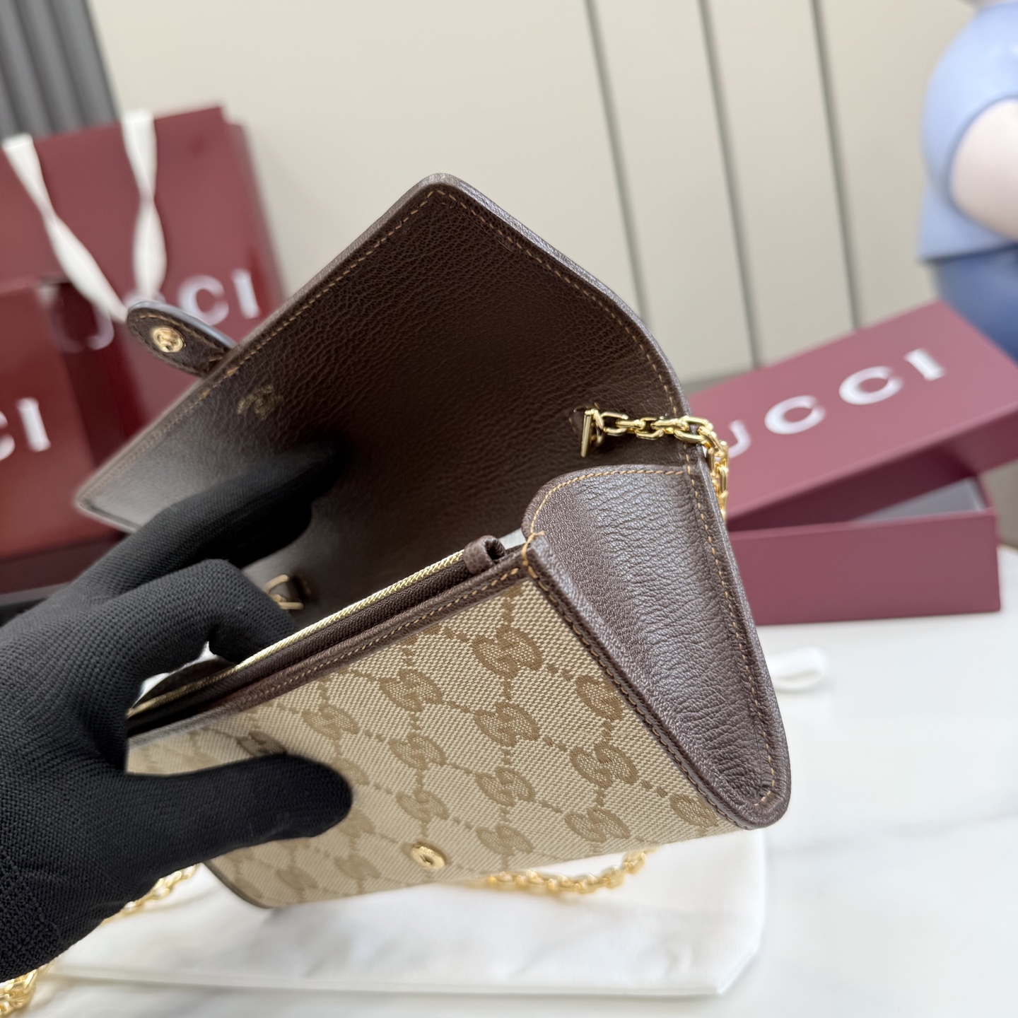 [Gucci] 구찌 26SS Jackie 재키 1961 GG 캔버스 체인 월렛 (WOC) 지갑