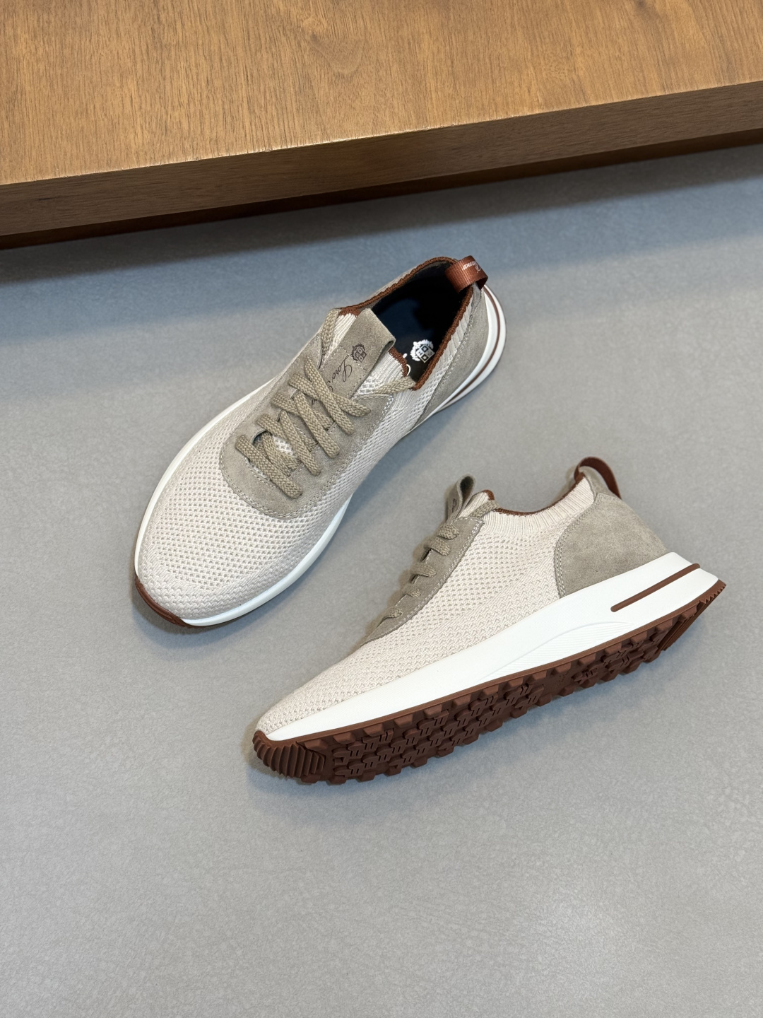 [Loro Piana] LP 로로 피아나 썸머 안톤 워크 레더 앤 패브릭 보트 슈즈 스니커즈 신발