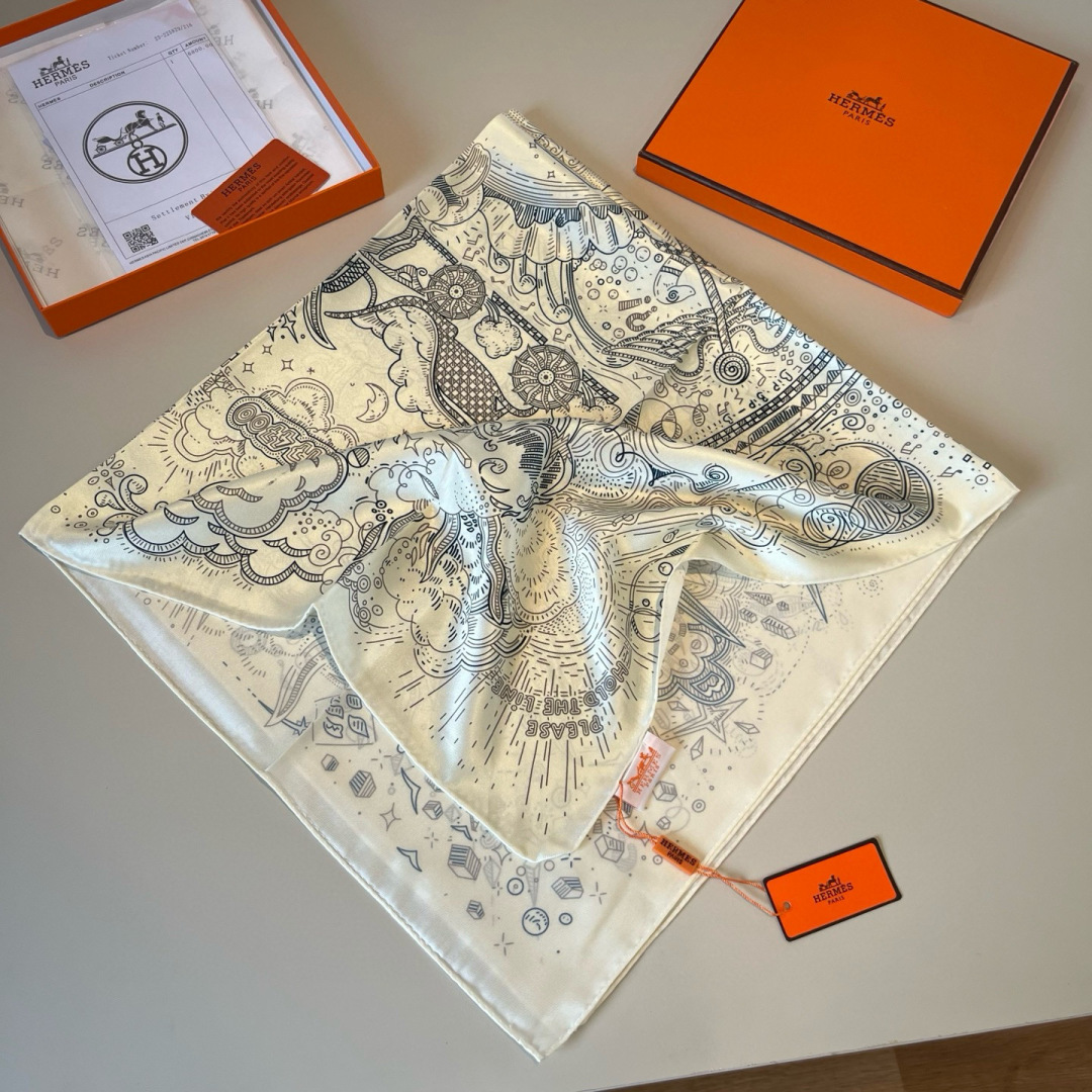 에르메스(HERMES) 온 더 라인 실크 목도리 스카프