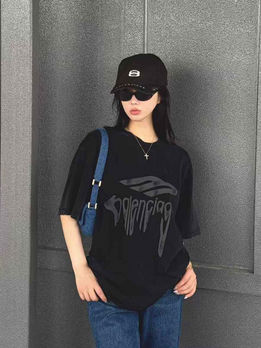 발렌시아가(BALENCIAGA) 멜팅 프린트 티셔츠 상의 의류