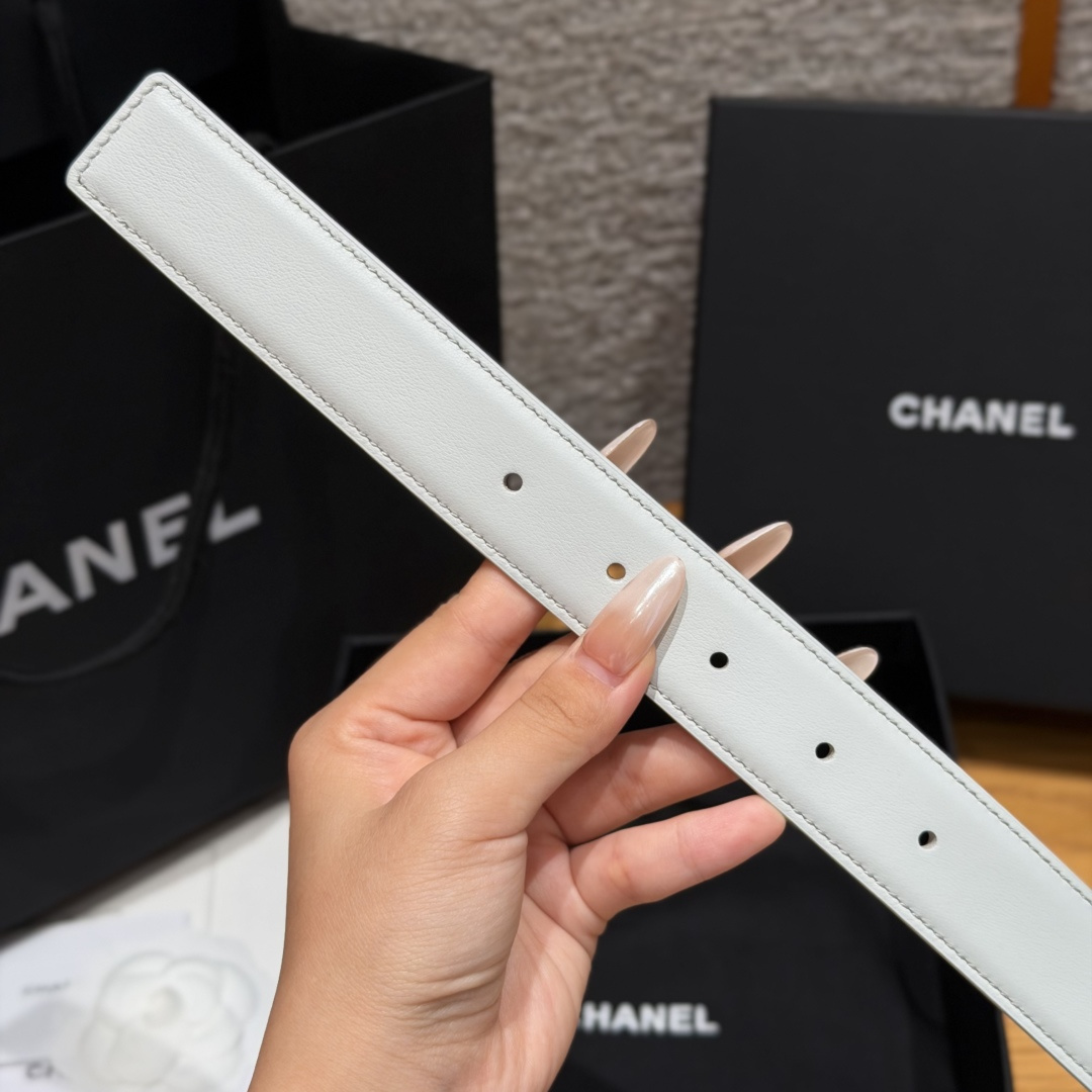 샤넬(CHANEL) 카프스킨 글로시 핀 실버 버클 벨트