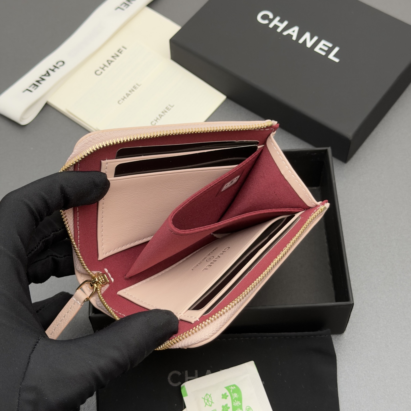 [Chanel] 샤넬 메탈 로고 L자 지퍼 미니 지갑
