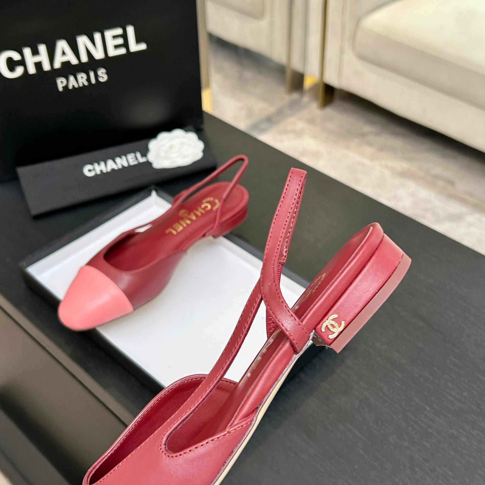 샤넬(CHANEL) 투톤 슬링백 로우힐 신발