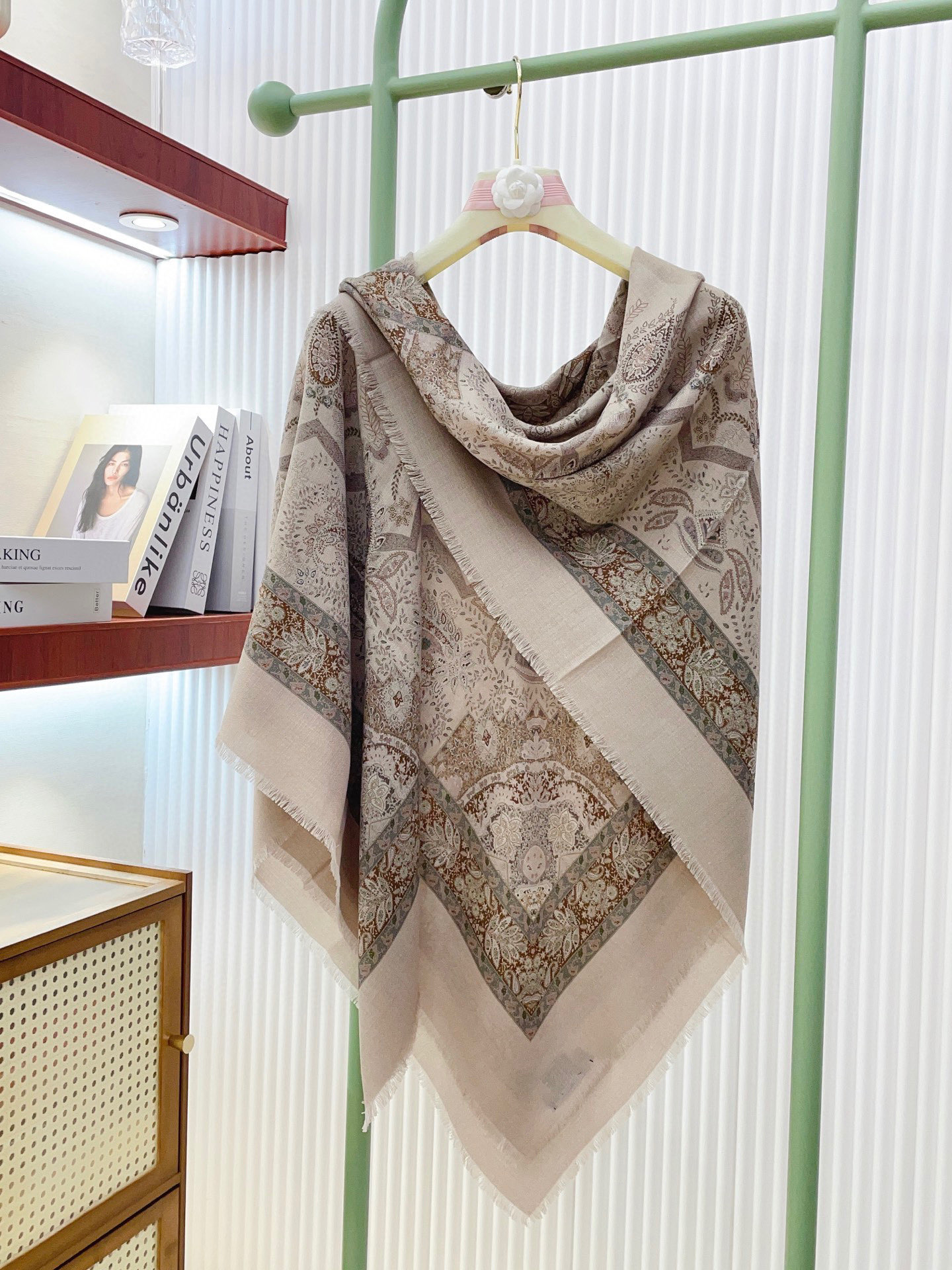 로로피아나(LORO PIANA) 캐시미어 실크 프린지 목도리 스카프