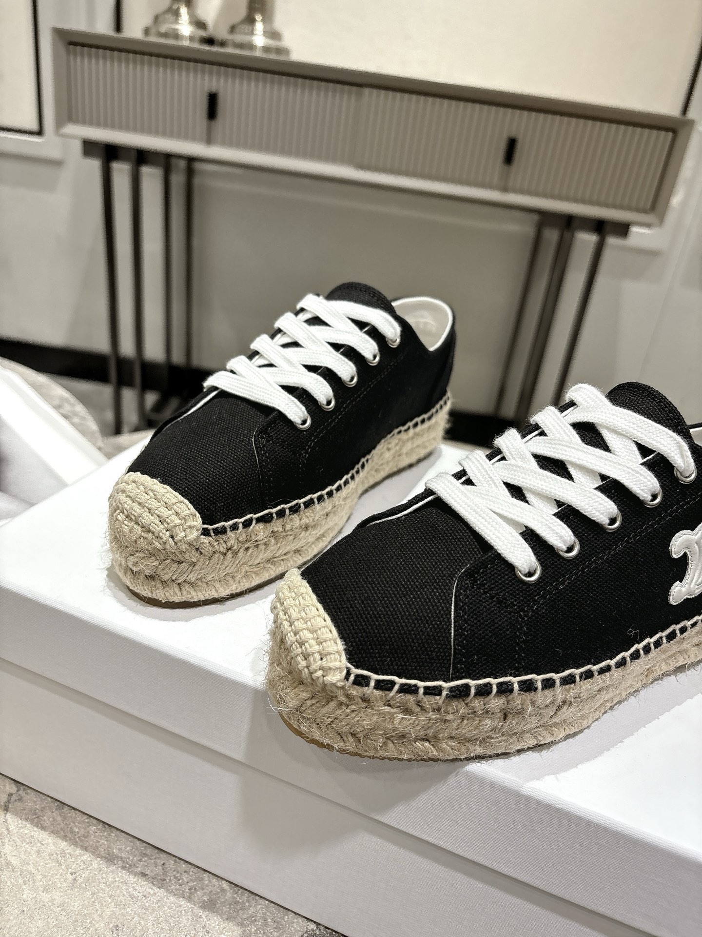 셀린느(CELINE) 스트라이프 에스파드류 레이스업 슈즈 신발