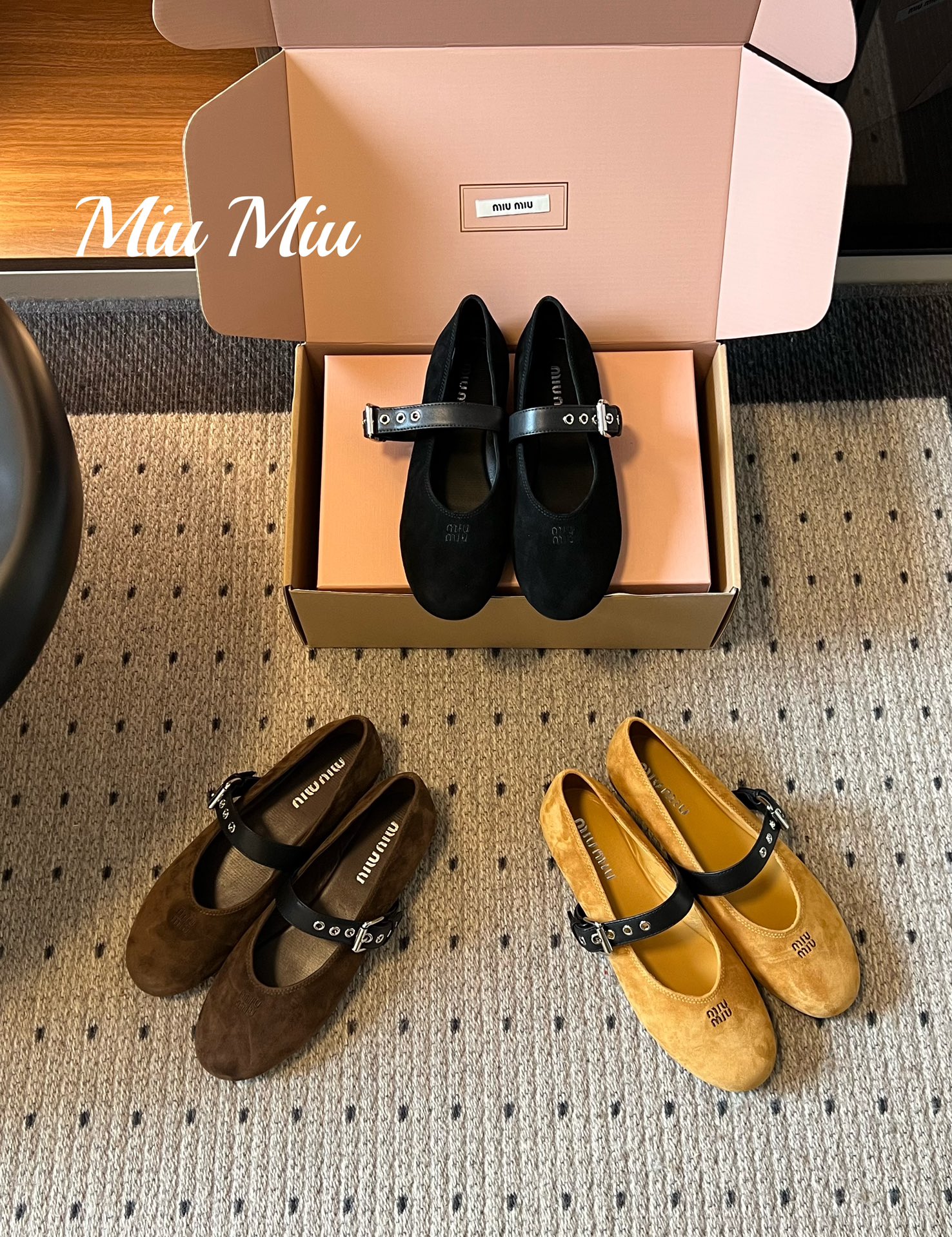 미우미우(MIU MIU) 스웨이드 메리제인 슈즈 신발