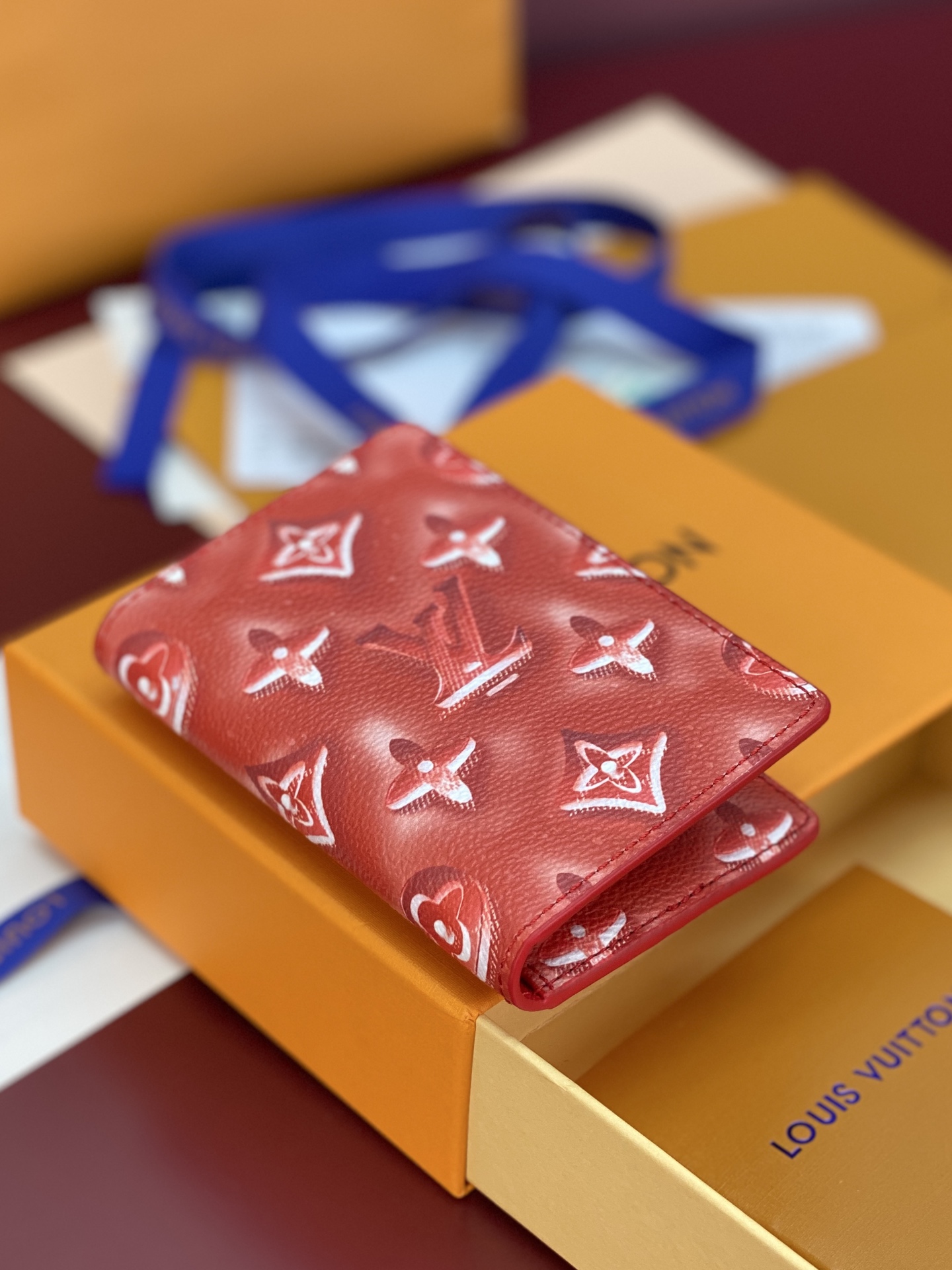 [Louis Vuitton] LV 루이비통 모노그램 포켓 오거나이저 카드 지갑 (코튼 레드)