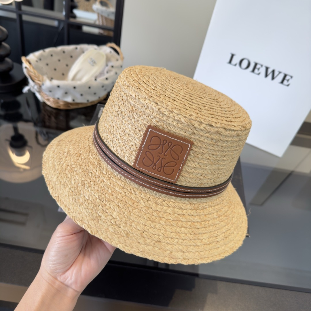 로에베(LOEWE) 라피아 버킷햇 모자