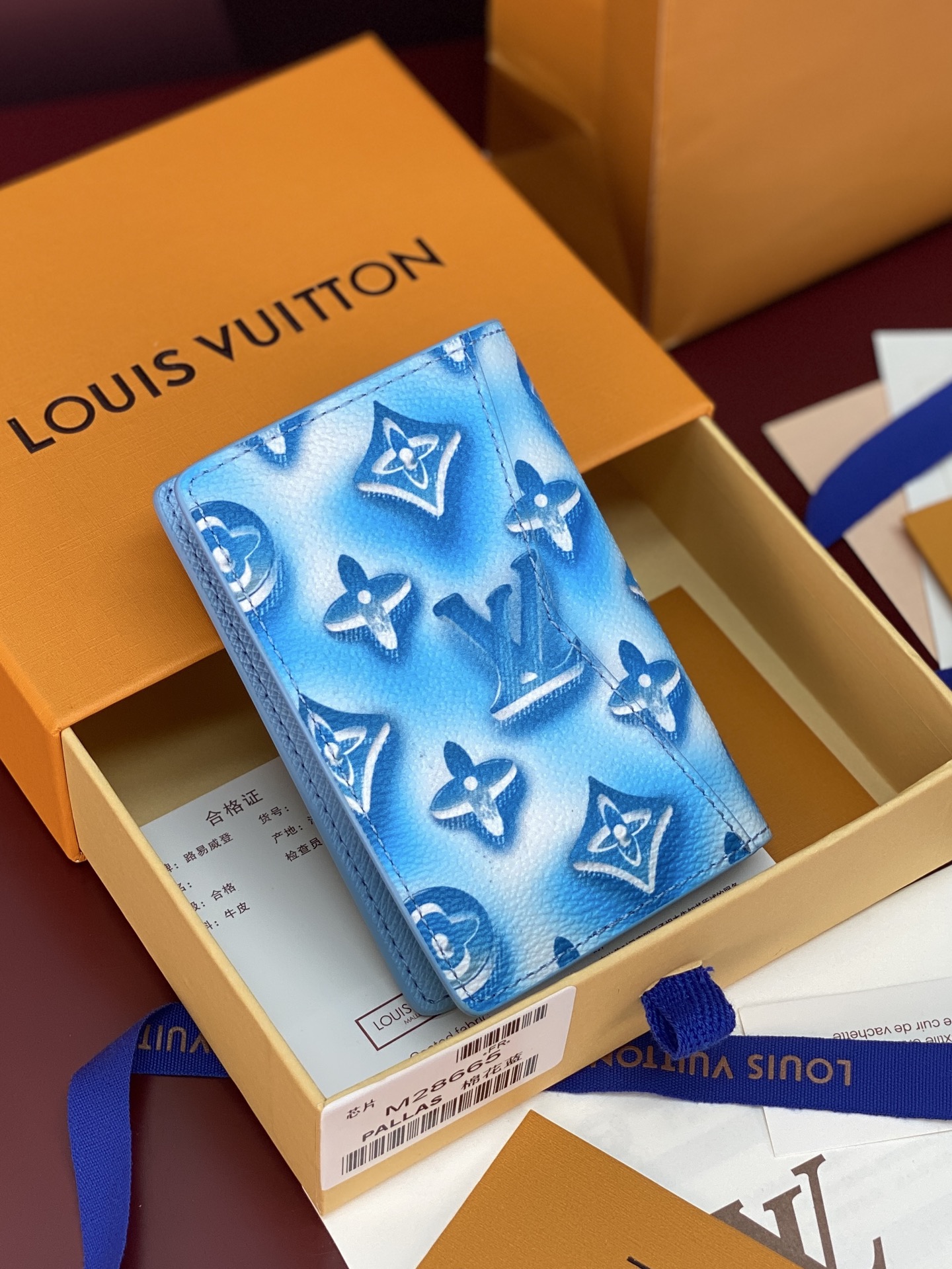 [Louis Vuitton] LV 루이비통 모노그램 포켓 오거나이저 카드 지갑 (코튼 블루)