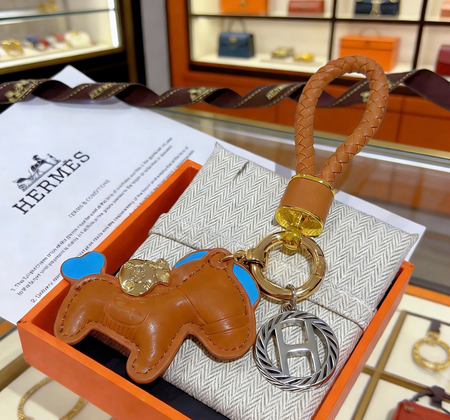 에르메스(HERMES) 버킨 모티프 메탈 키링 악세사리