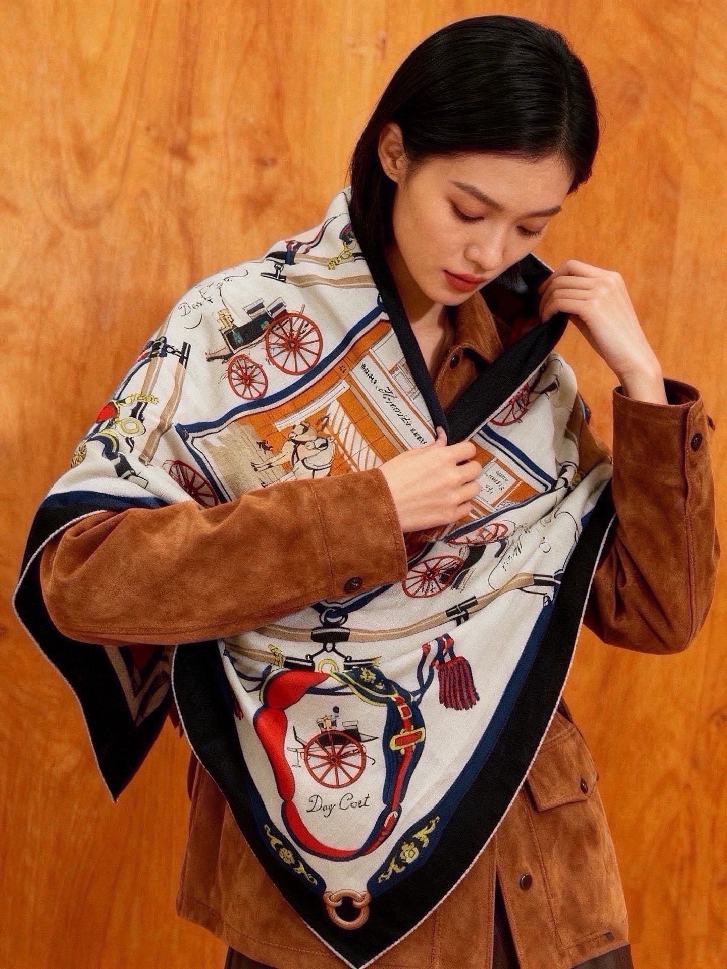 에르메스(HERMES) 더블페이스 캐시미어 실크 숄 목도리 스카프