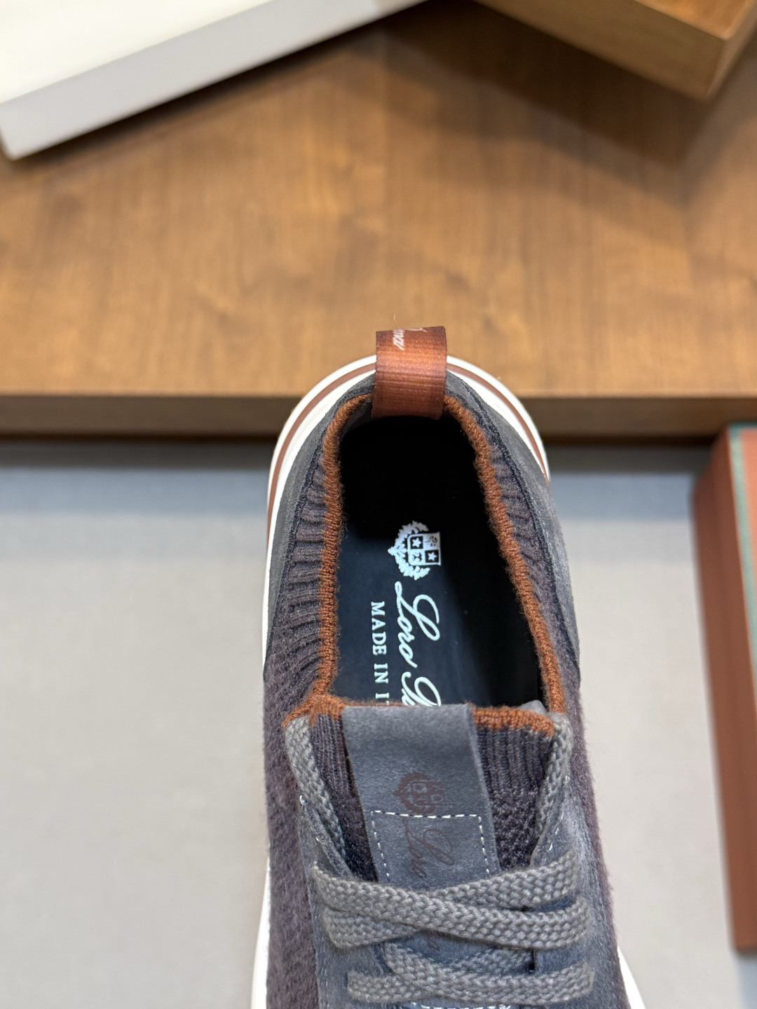[Loro Piana] LP 로로 피아나 썸머 안톤 워크 레더 앤 패브릭 보트 슈즈 스니커즈 신발