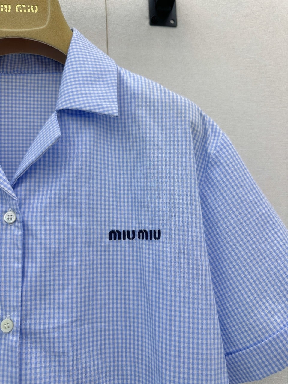 미우미우(MIU MIU) 체크 반팔 셔츠 상의 의류