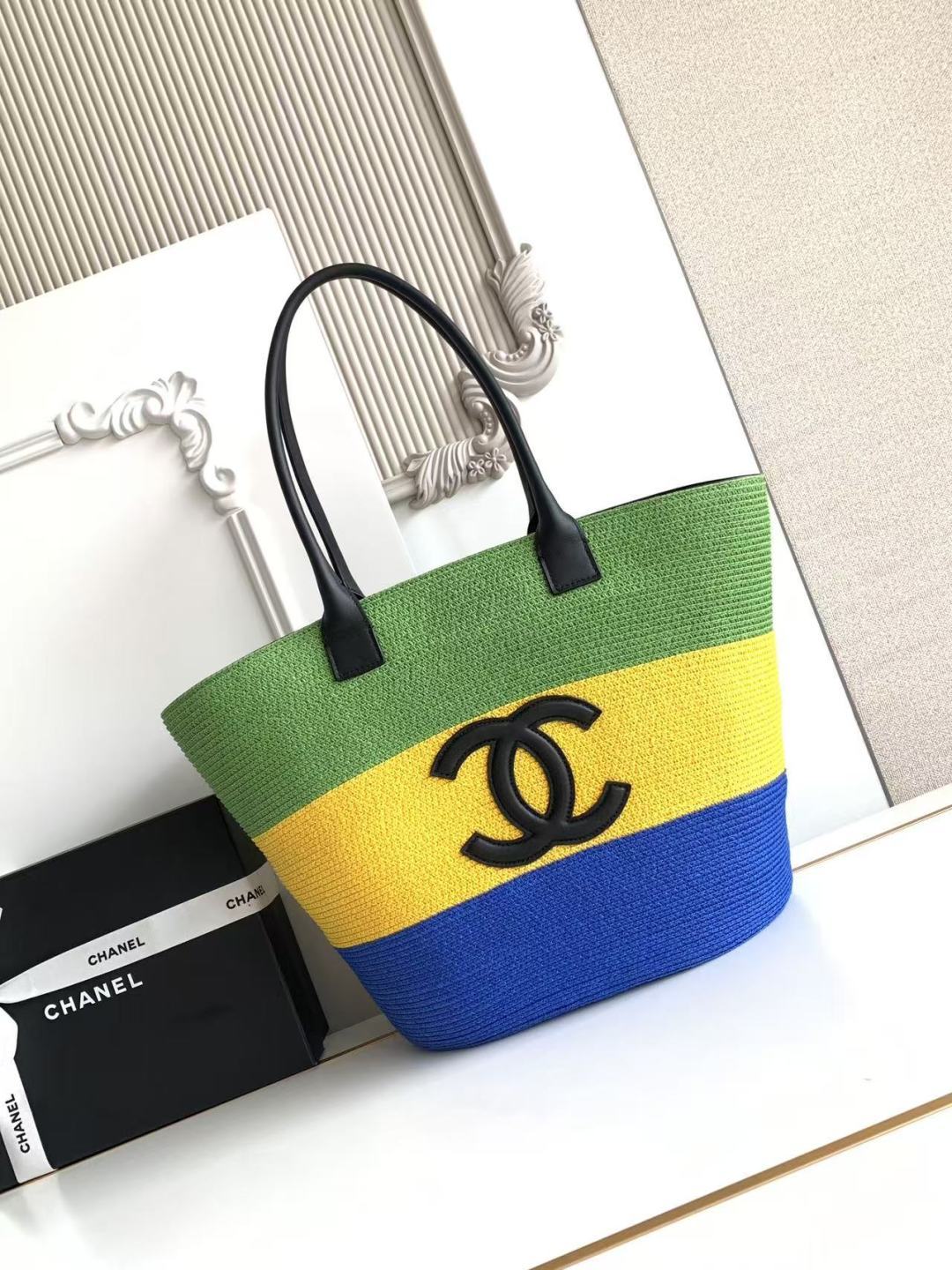 Chanel 샤넬 26C 라피아 & 스웨이드 위빙 쇼핑백 토트백 (AS6148) 가방