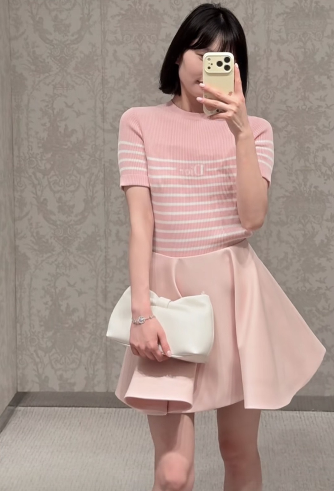 디올(DIOR) 레터링 반팔 골지 니트 의류