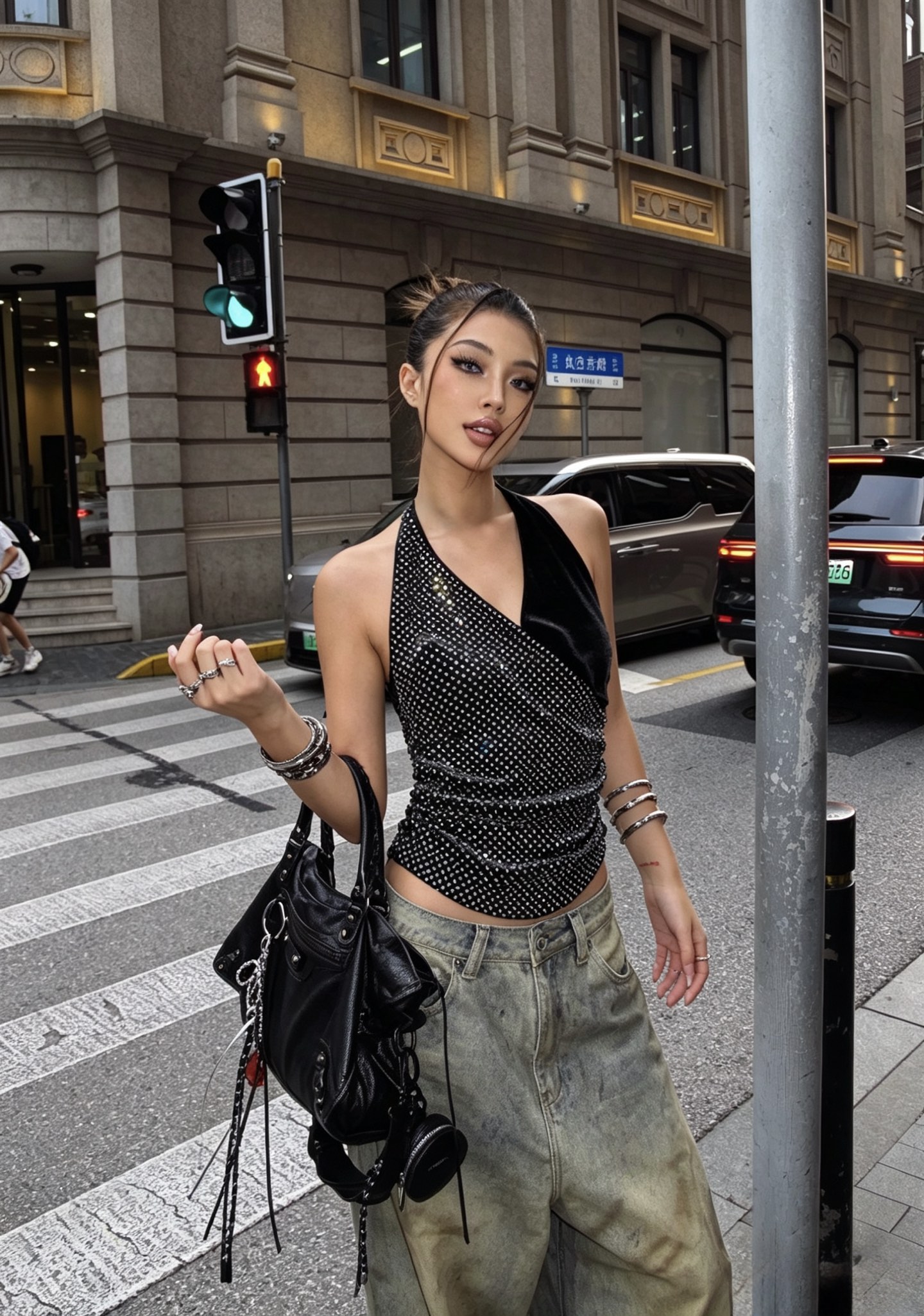 [Balmain] 발망 홀터넥 크리스탈 벨벳 베스트 탑 (블랙) 의류