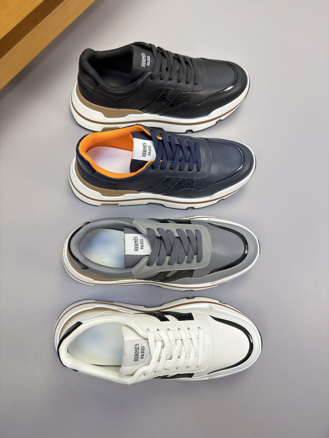 [Hermes] 에르메스 프리미엄 슈링크 & 나파 콤비 스니커즈 신발