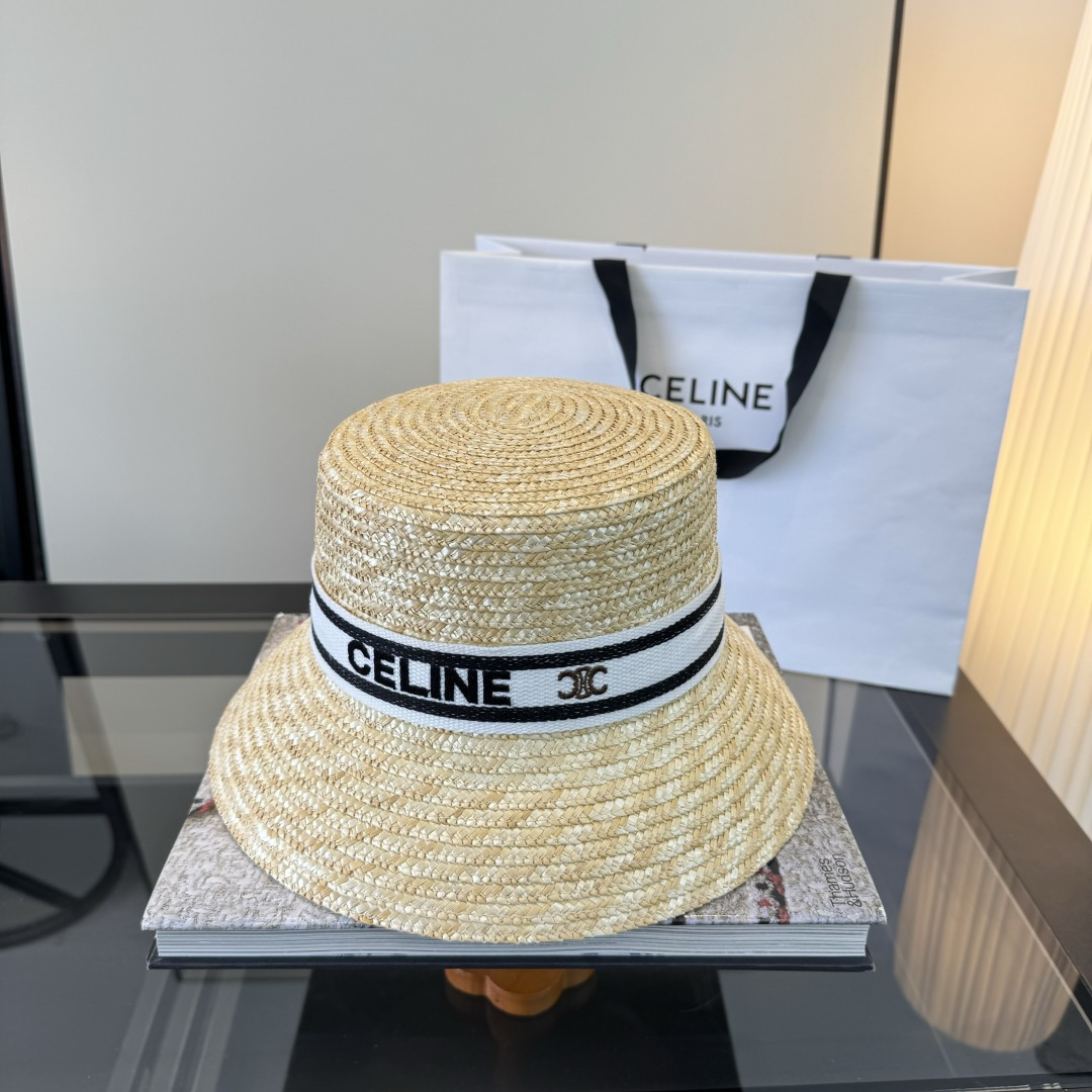 셀린느(CELINE) 라피아 버킷햇 모자