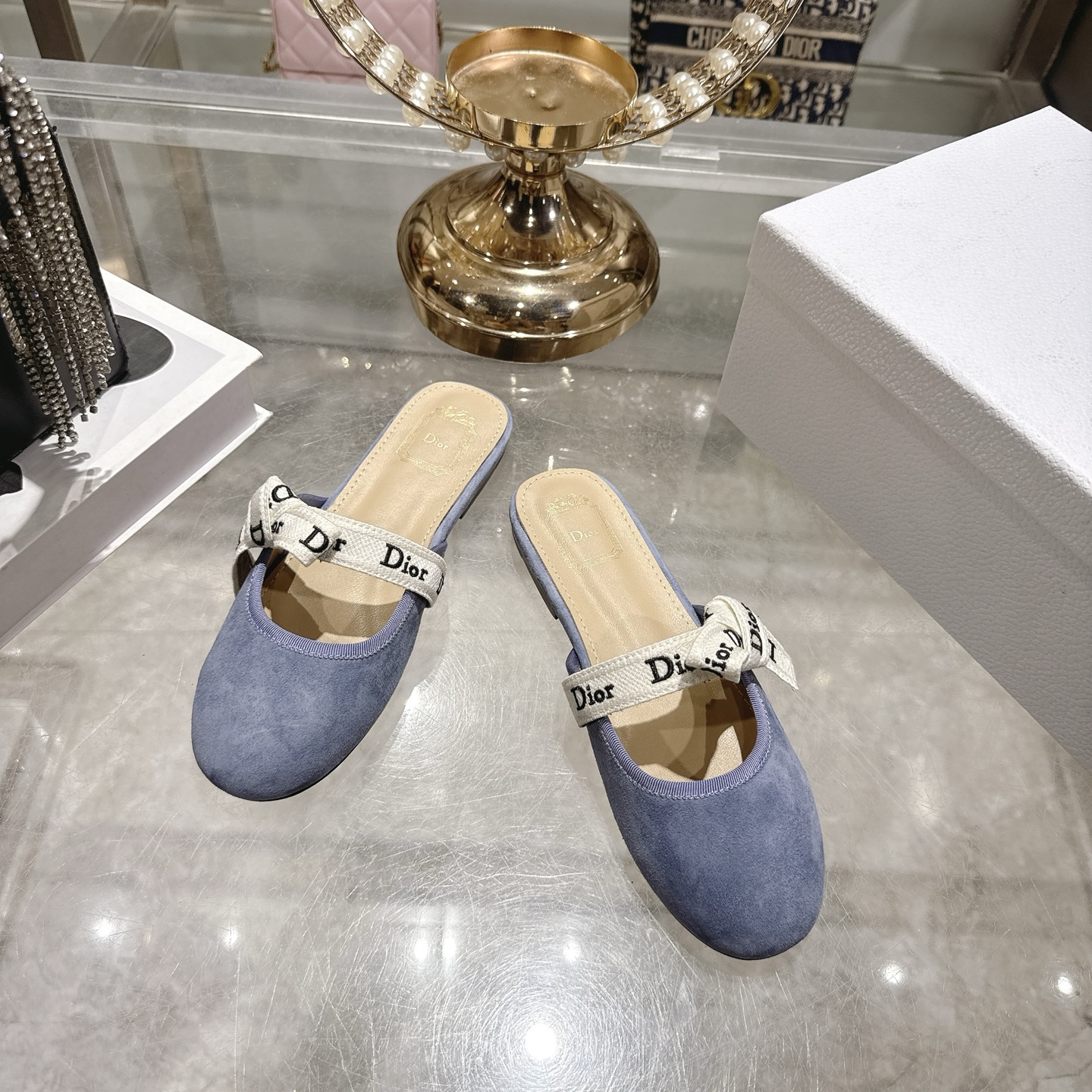 디올(DIOR) 리본 스트랩 메리제인 슬리퍼 신발
