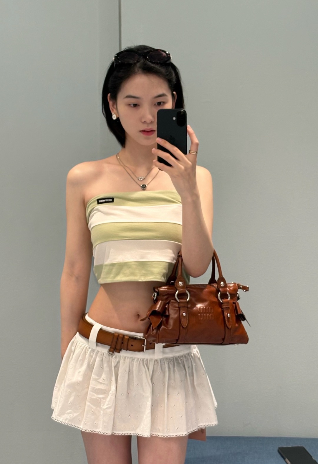 미우미우(MIU MIU) 레이스 자수 미니 스커트 의류