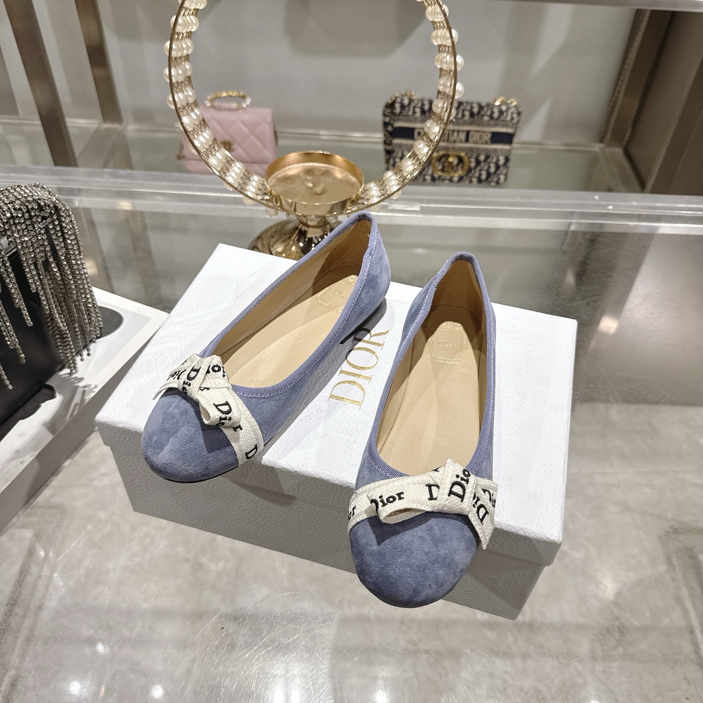 디올(DIOR) 리본 스트랩 메리제인 플랫슈즈 신발